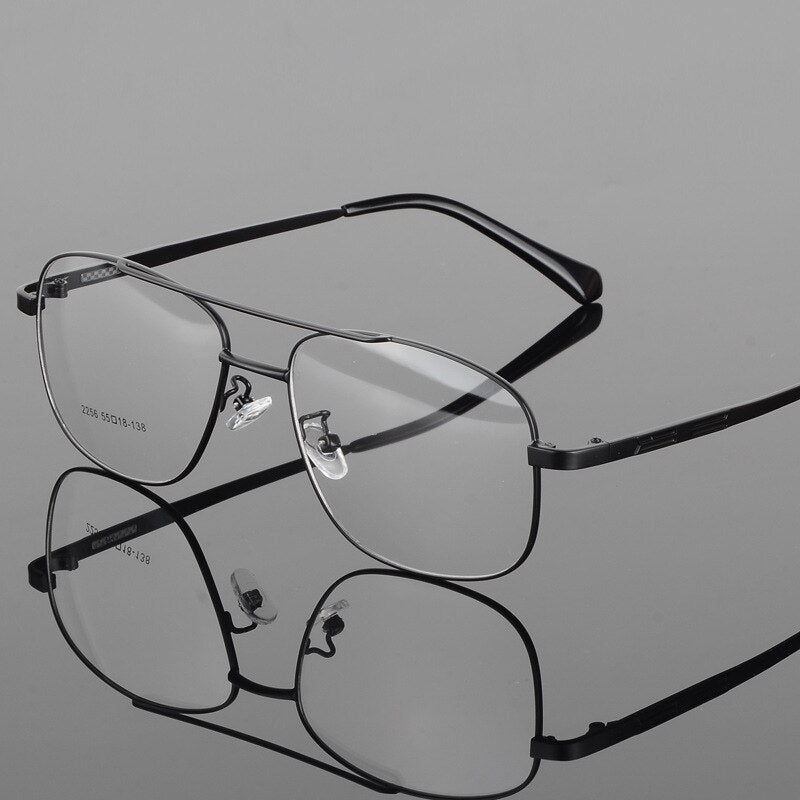Bclear Men's Full Rim Square Double Bridge Alloy Eyeglasses N2256 - Stylish & Durable Eyewear for Work, Reading & Everyday Use
