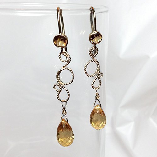 Citrine Gemstone Earrings - 14K Gold Filled Dangle Earrings for Women | 2 Inch Natural Citrine Jewelry | Perfect Birthday, Anniversary & Valentine's Day Gift for Her | Elegant for Parties, Weddings & Date Nights