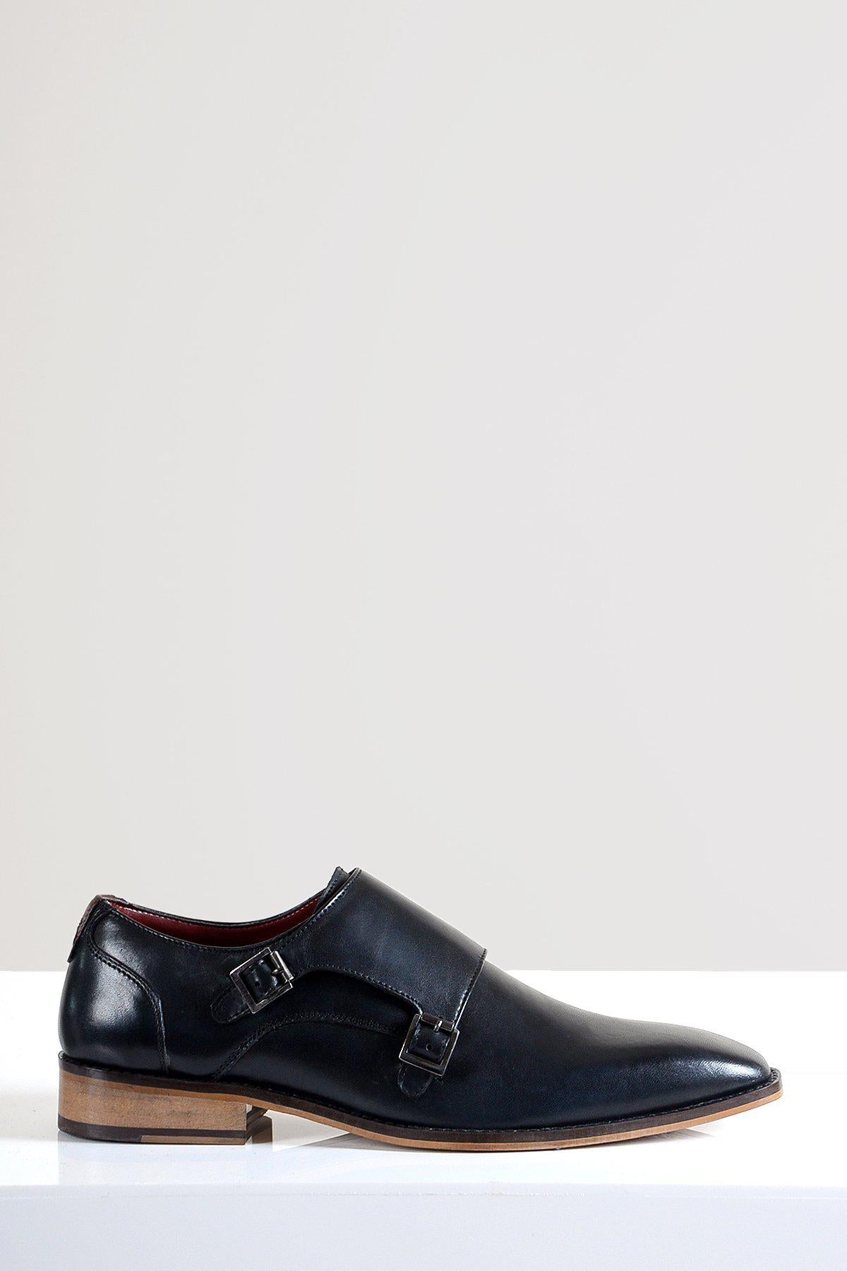 Harris Men's Black Leather Double Strap Monk Dress Shoes - Formal & Business Casual Oxfords for Work, Wedding & Office Wear