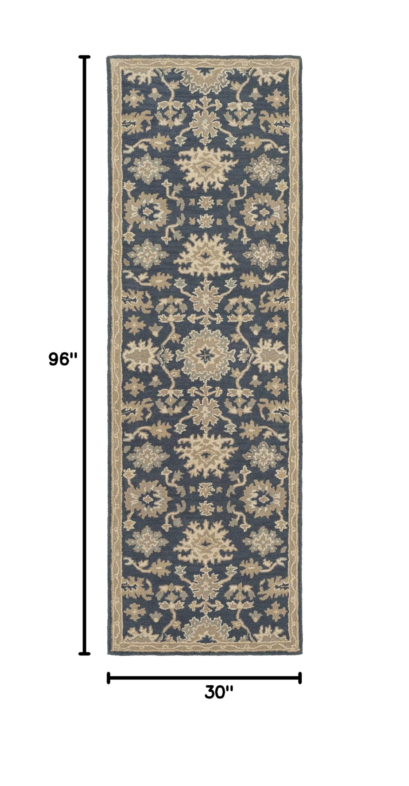 Hauteloom Hazen Wool Traditional Hallway & Kitchen Runner Rug - Brown, Green, Beige - 2'6