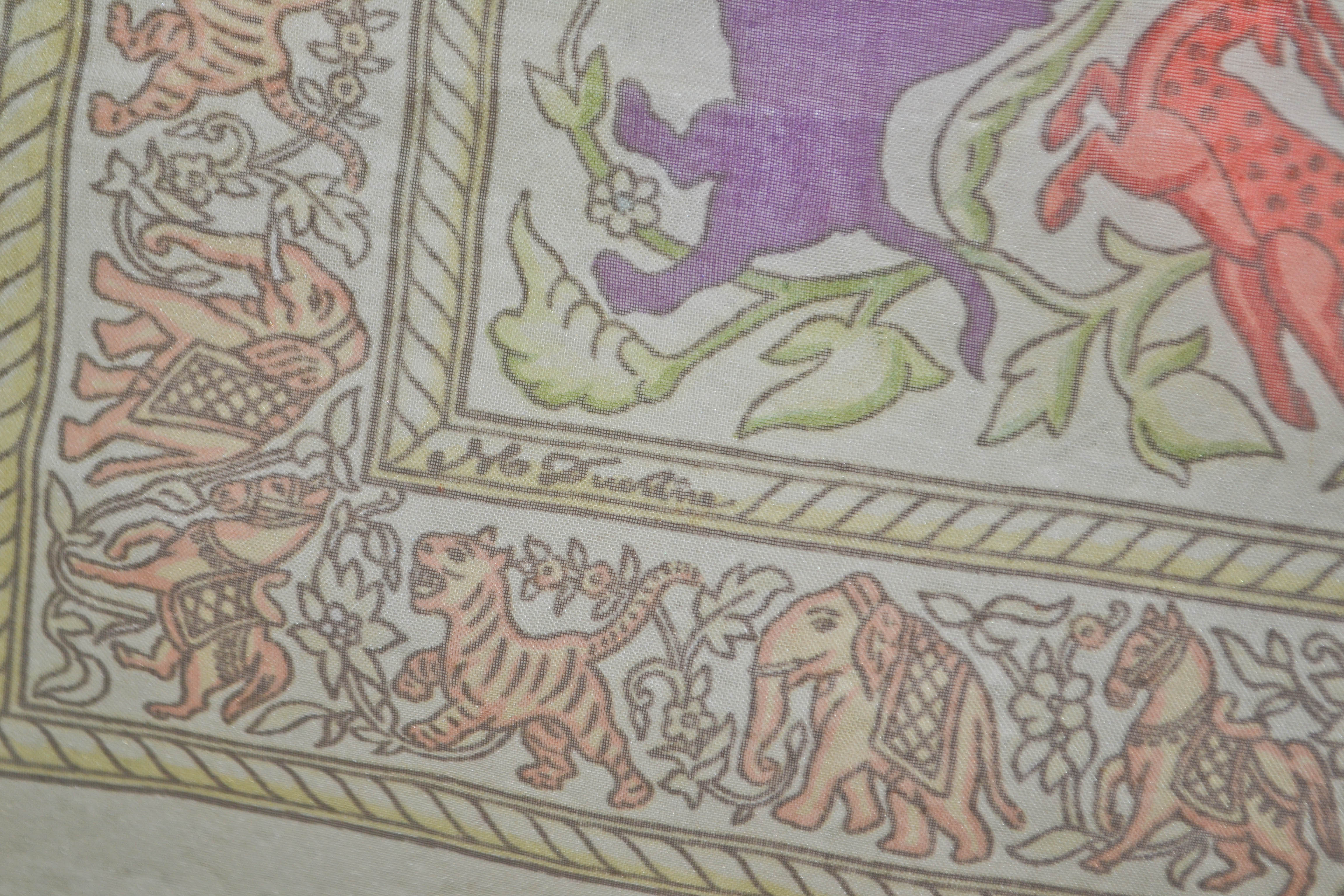 Authentic Hermes Beige Horse Chasse En Inde 100% Mousseline Silk Scarf 36