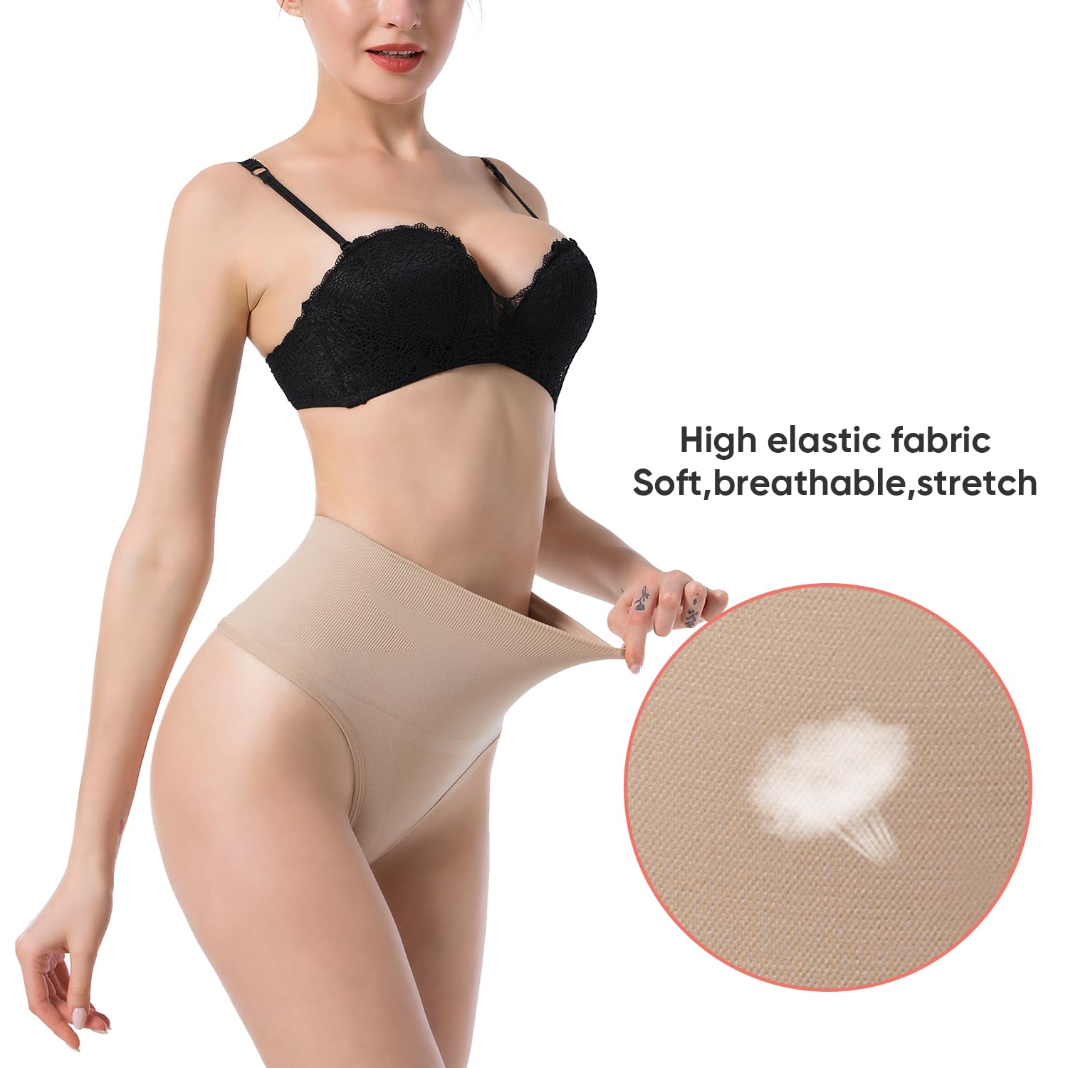 Seamless Mid-Waist Tummy Control Thong Shapewear for Women - Slimming Girdle Panties & Underwear for Everyday Wear, Special Occasions & Body Shaping