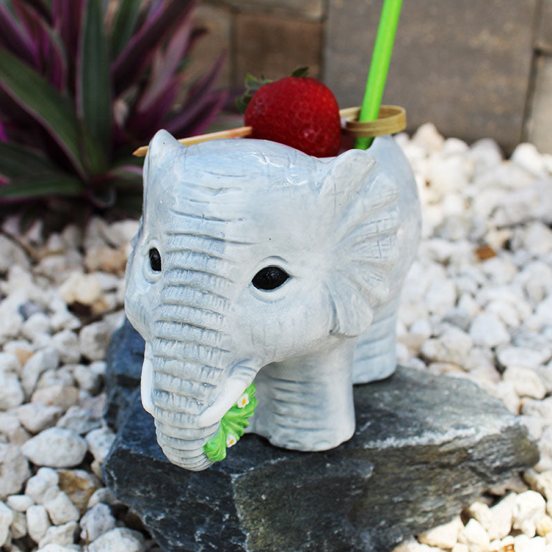 BarConic® Ceramic Elephant Tiki Mug - Handcrafted Exotic Drinkware for Tropical Cocktails, Themed Parties & Home Bar Decor