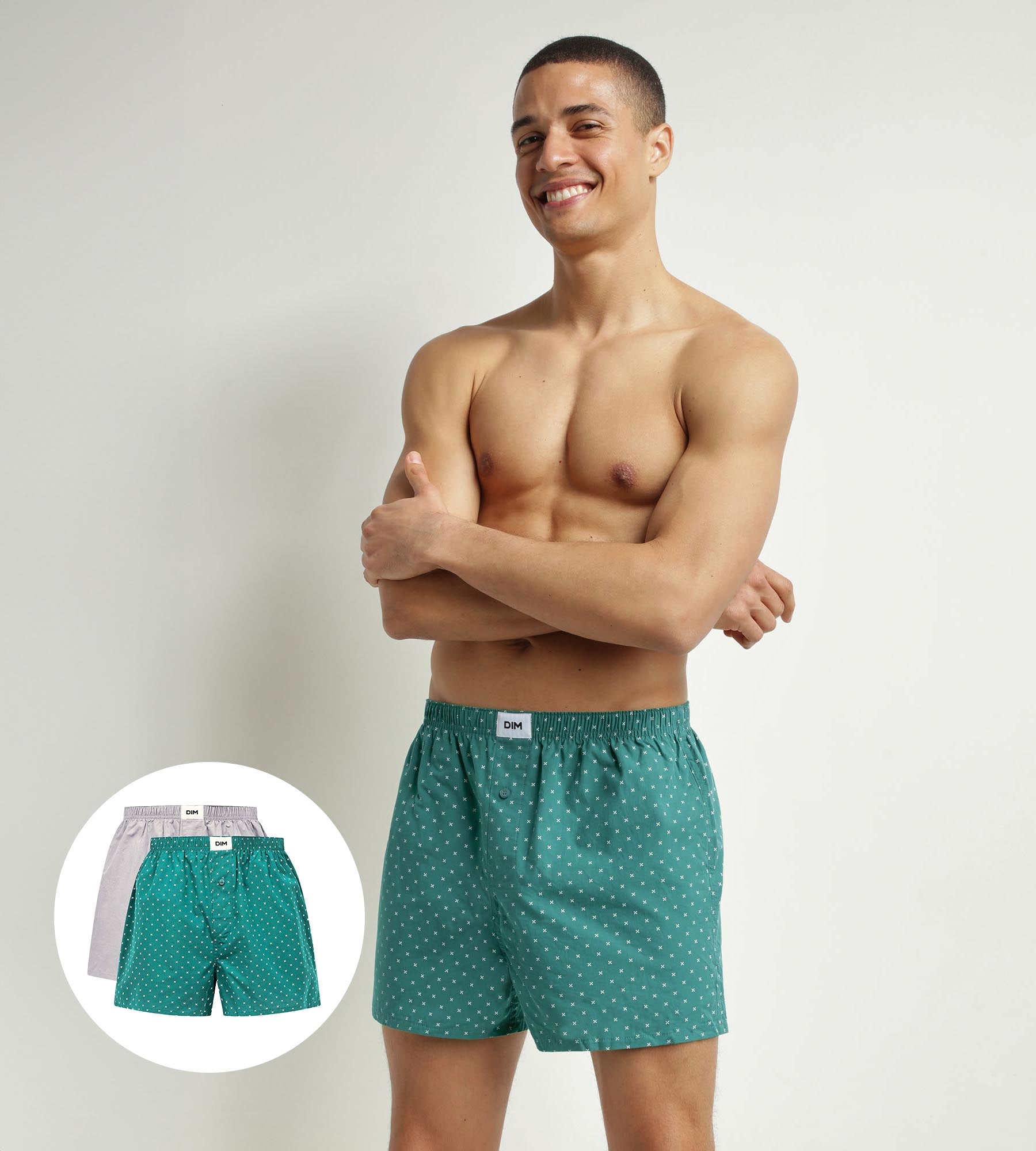 2 Pack Men's Organic Cotton Boxer Briefs - Geo Dim Good Pattern - Soft & Breathable Underwear for Daily Wear, Workout & Sleep