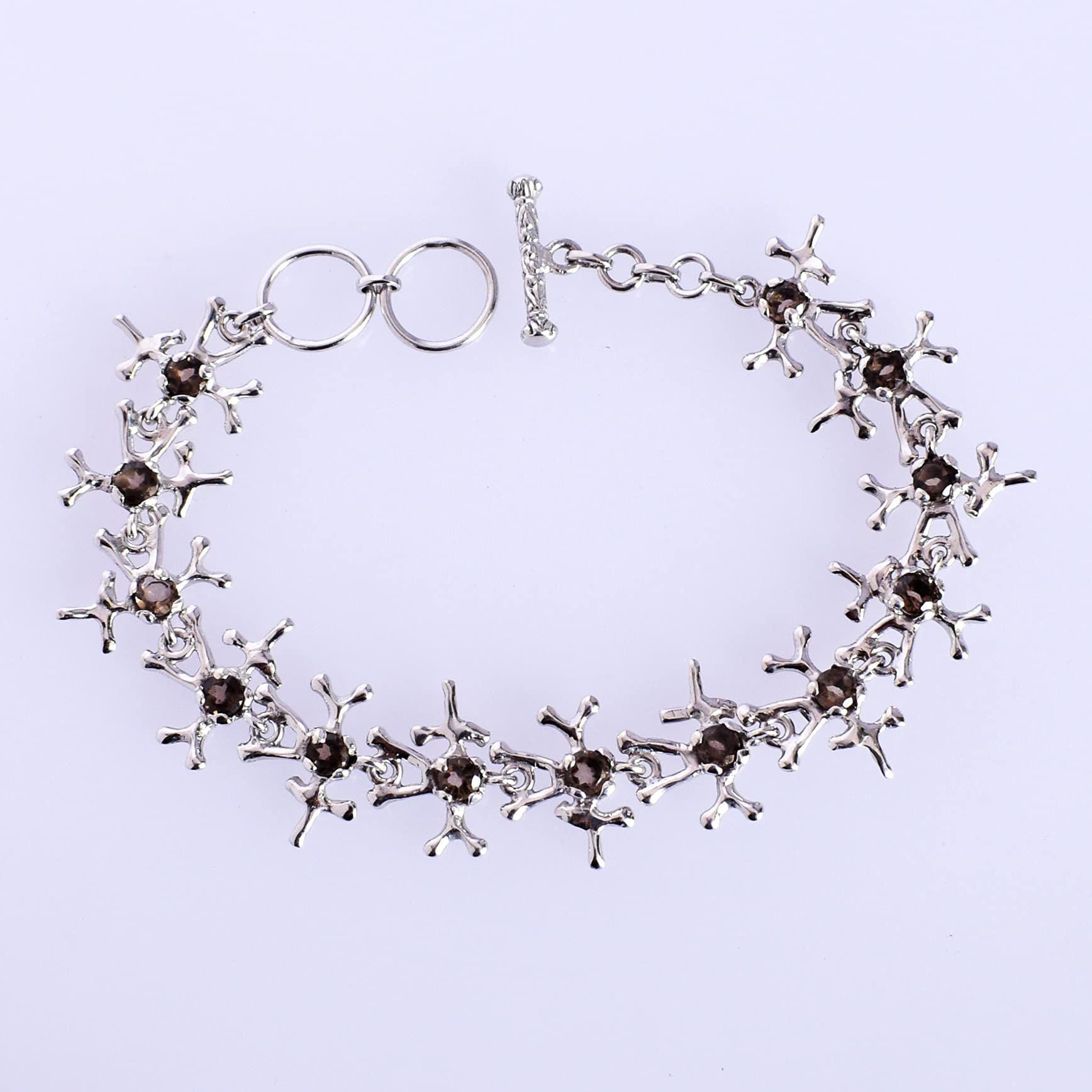 Smoky Quartz Gemstone 925 Sterling Silver Bracelet - Handmade Jewelry for Women, Birthday Gift for Her, Spiritual Healing & Fashion Accessory