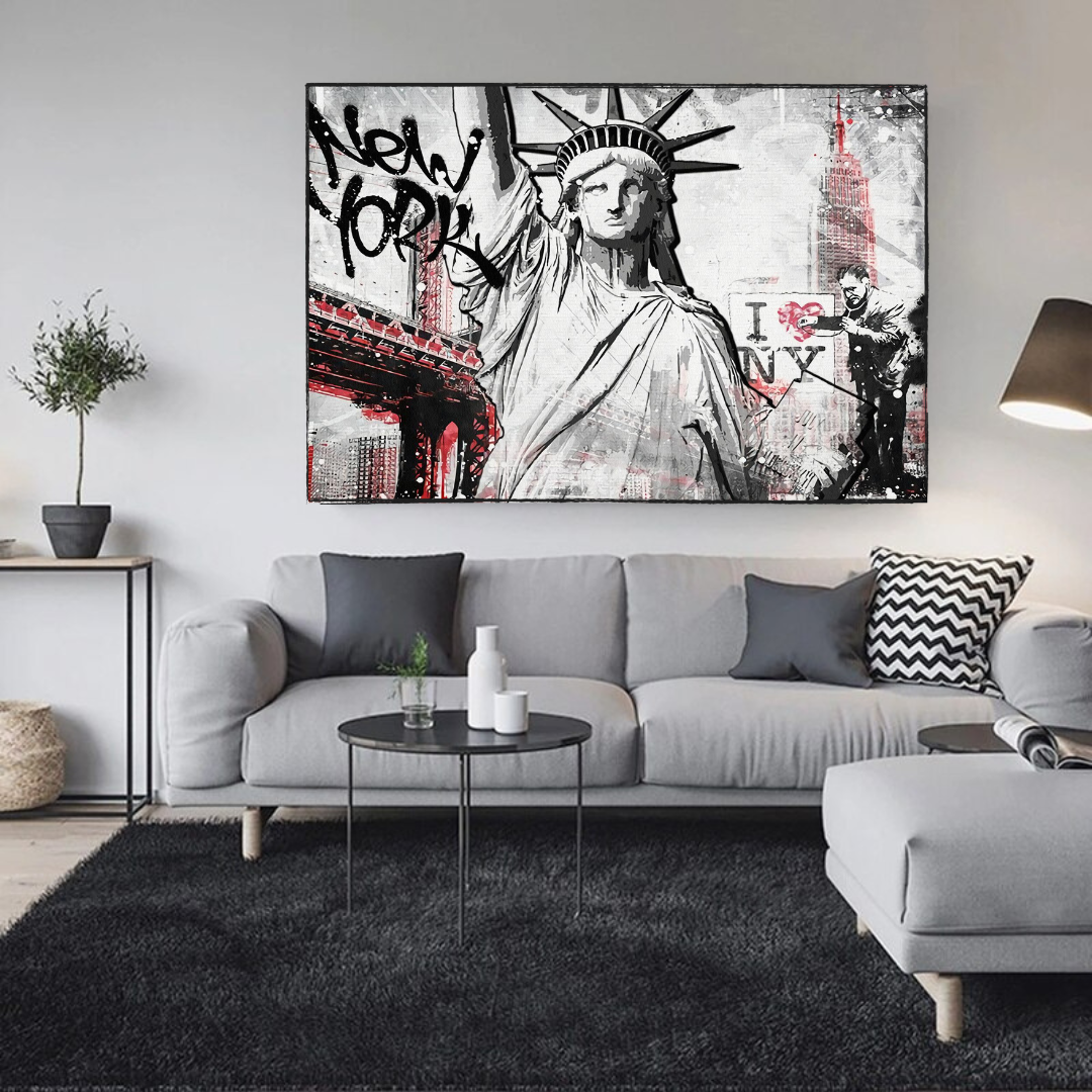 Banksy Statue of Liberty New York Canvas Wall Art Print - Modern Home Decor for Living Room, Bedroom & Office