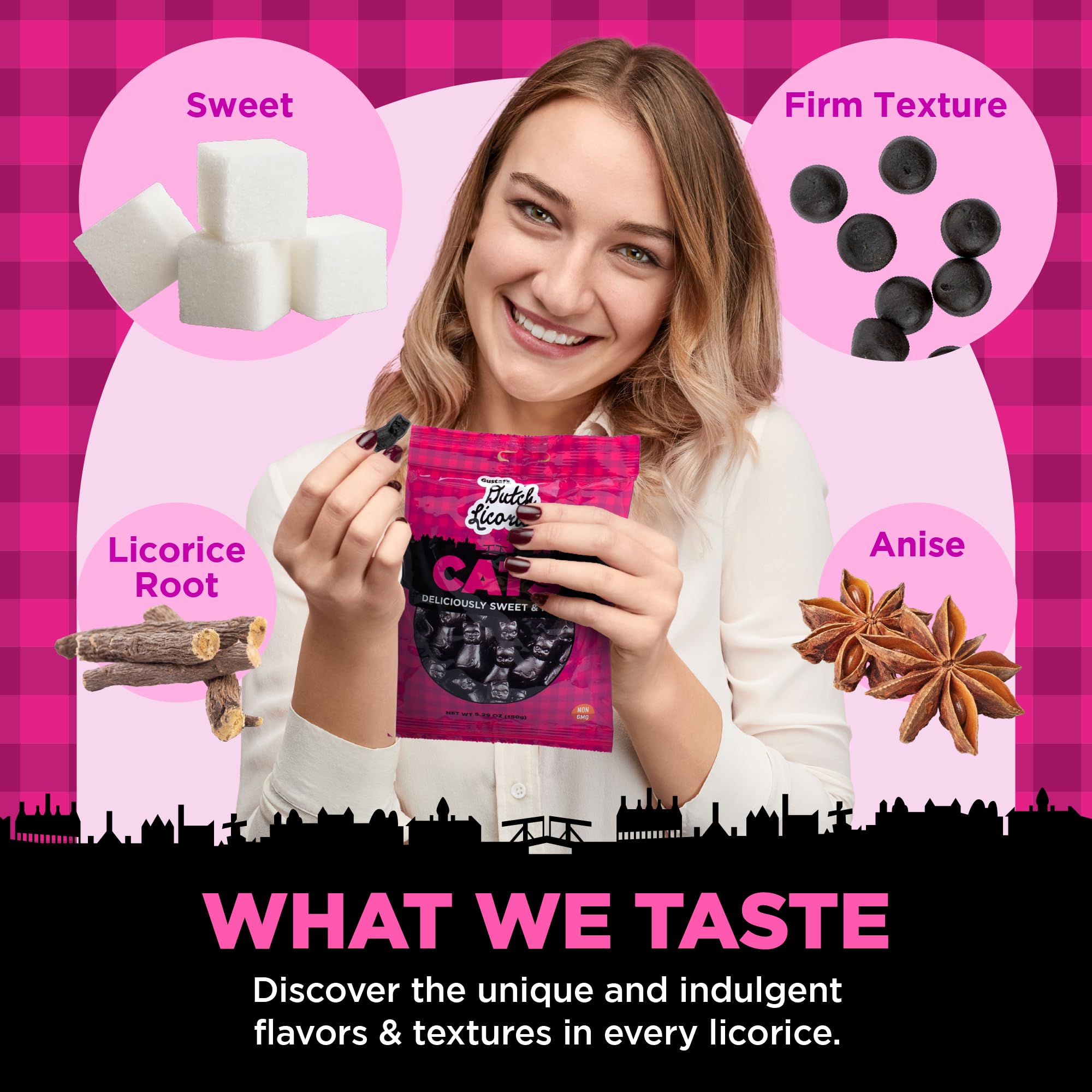 Gustaf's Dutch Licorice Cats - 3 Pack of 5.2oz Bags - Authentic Black Licorice Candy from Netherlands - Sweet Dutch Liquorice Treats for Parties, Gifts & Movie Nights