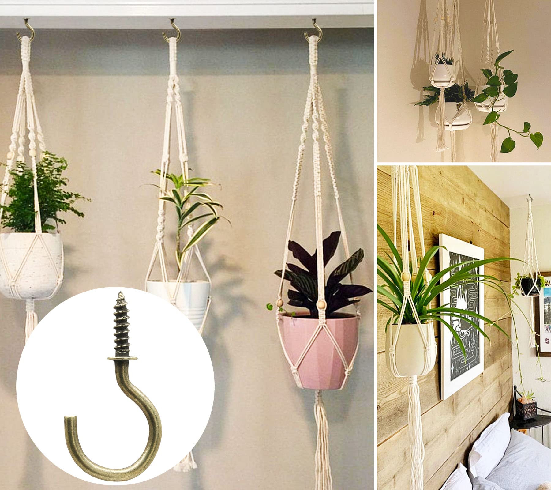 60 Pcs 1 Inch Bronze Ceiling Cup Hooks with Self-Tapping Screws - Heavy Duty Hanging Hooks for Plants, Lights & Home Decor