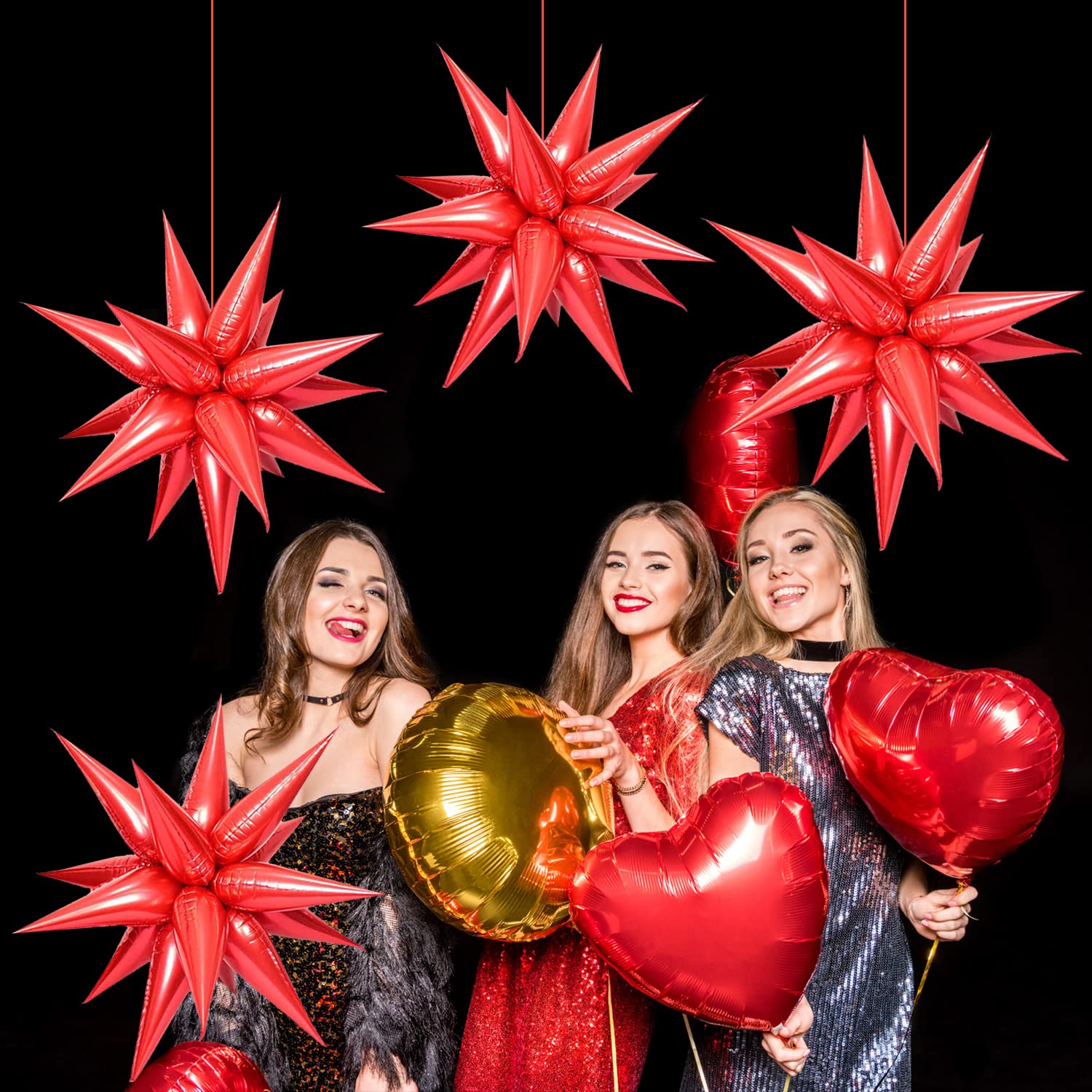50Pcs Red Star Metallic Foil Balloons for Birthday Party, Graduation, Christmas Decorations – Fun & Shiny Event Balloons for Business Events, Home Decor & Celebrations