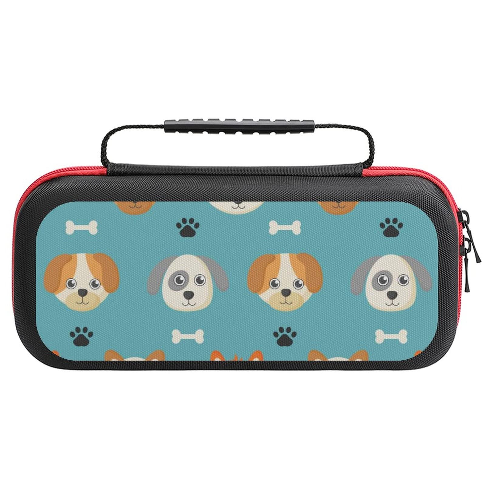 FunnyStar Cartoon Dog and Bone Carrying Case for Nintendo Switch - Protective Shell Storage Handbag for Travel, Gaming, and Everyday Use