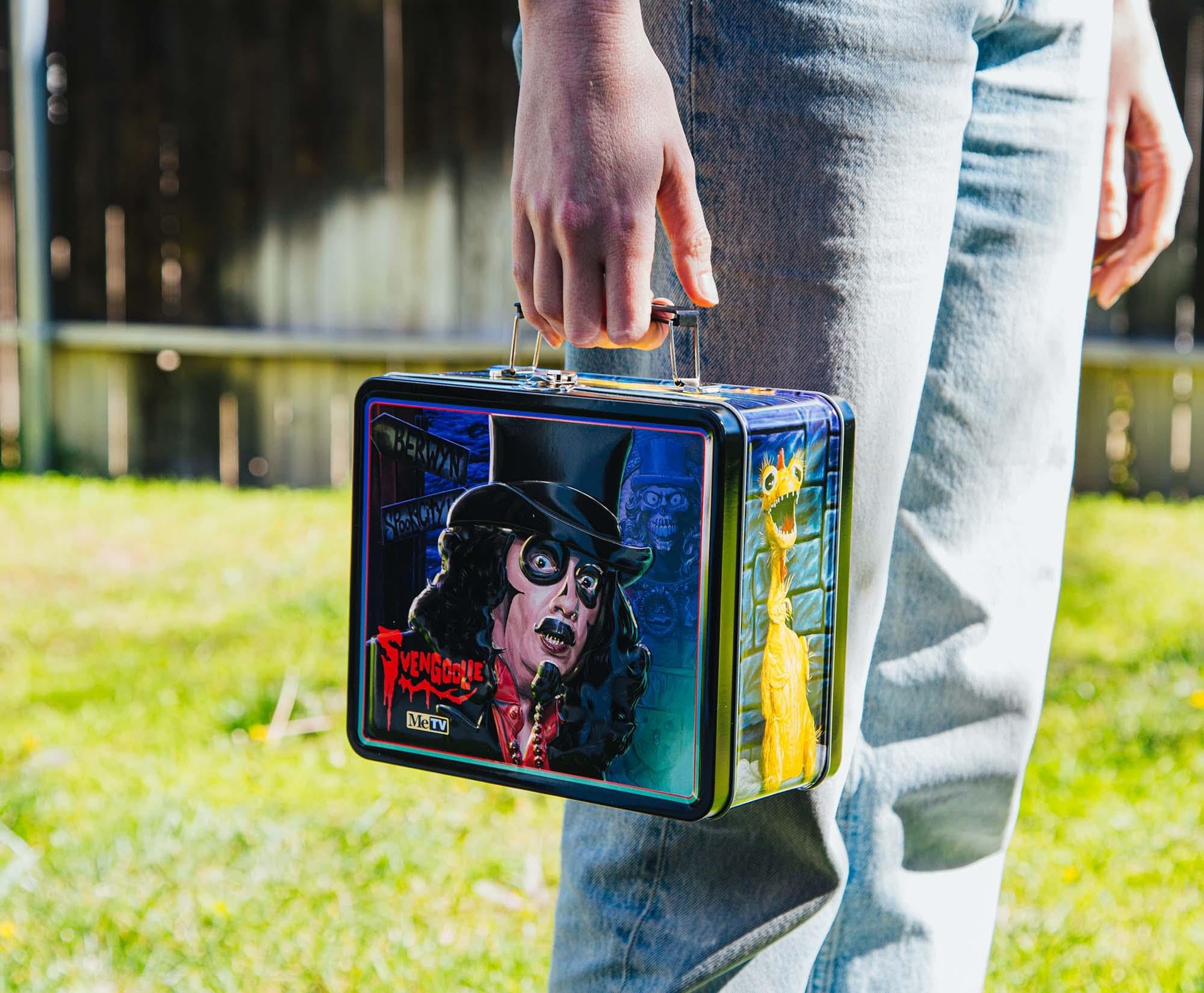 Svengoolie Retro-Style Metal Lunch Box - Vintage Tin Storage Container with Handle | Perfect for School, Picnics & Collectible Display