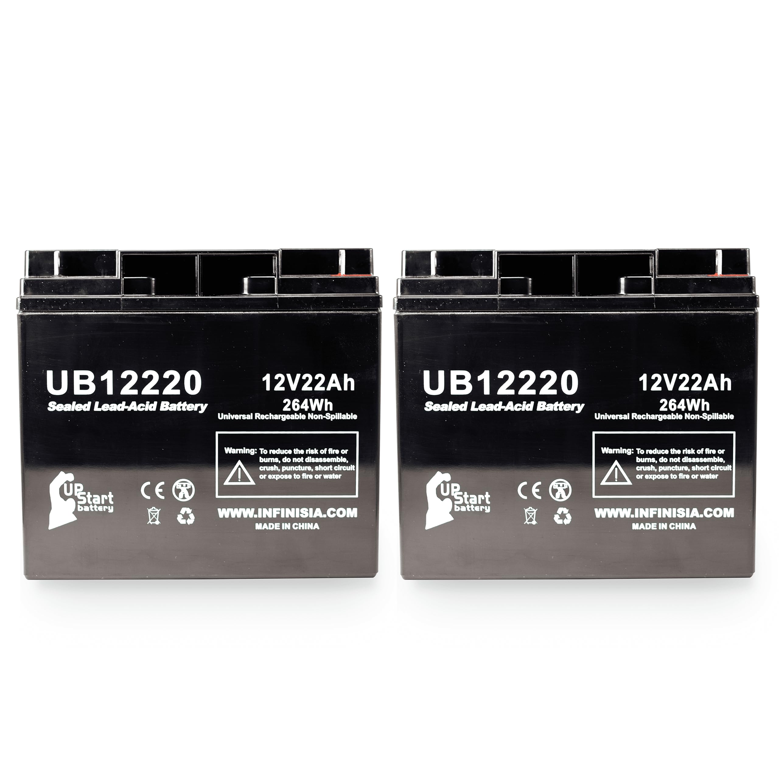 2 Pack Replacement Battery for APC Back-UPS PRO BP1400 - UB12220 Universal Sealed Lead Acid Battery (12V 22Ah 22000mAh T4 Terminal AGM SLA) - Perfect for Home Office UPS Backup Power & Emergency Power Supply