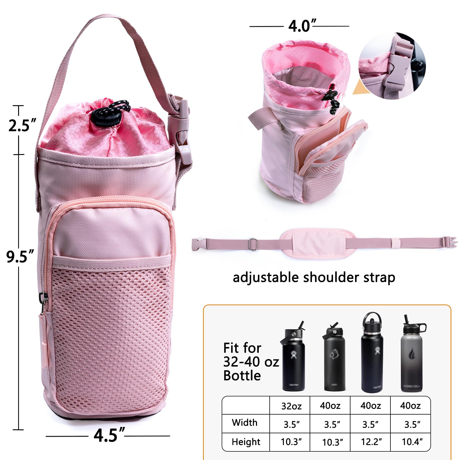 Magnetic Gym Bottle Holder with Phone Pocket - Adjustable Water Bottle Sling Bag for Running, Hiking & Workout - Hands-Free Essentials for Fitness Enthusiasts