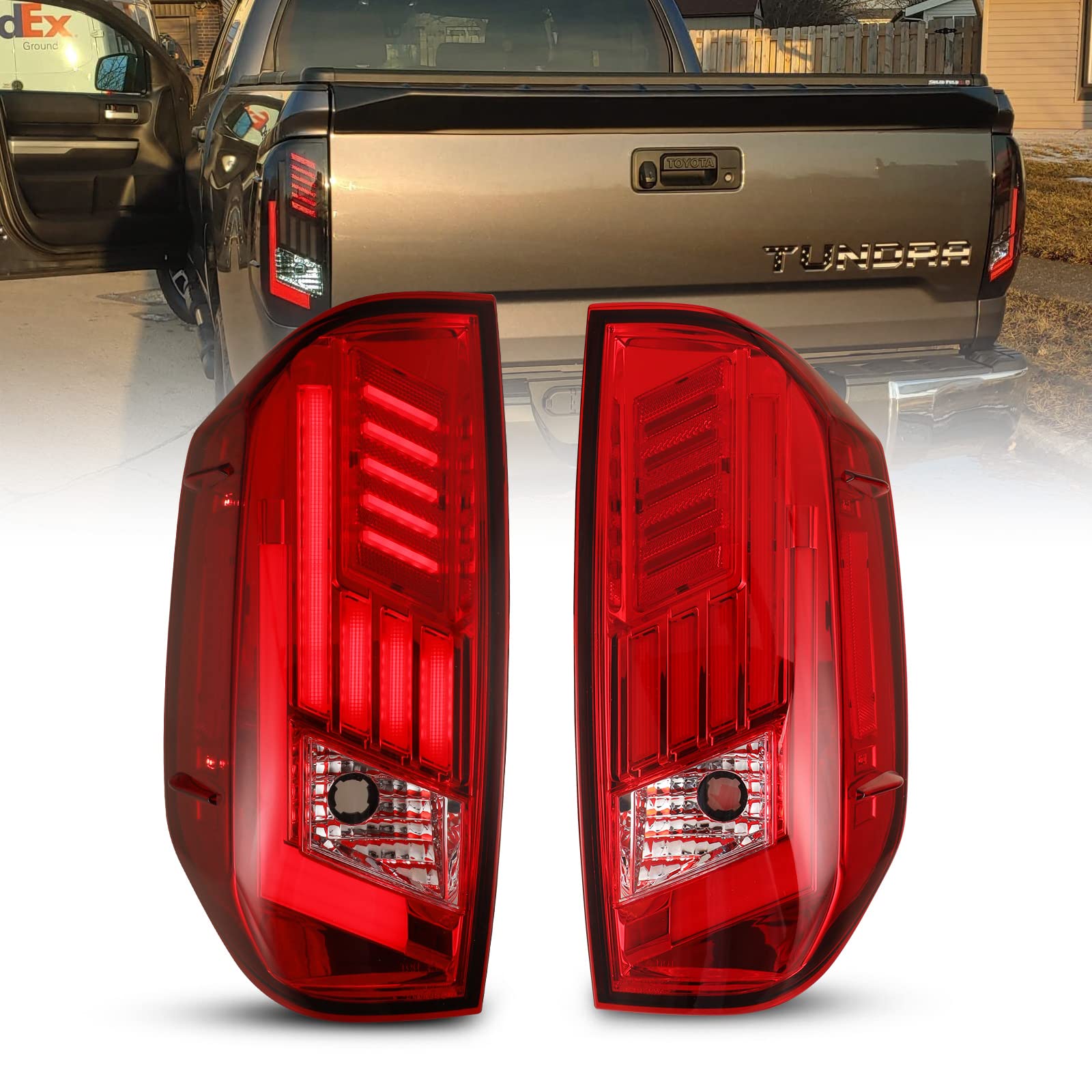 WOLFSTORM LED Tail Lights Assembly Replacement for 2014-2021 Toyota Tundra - Smoked Lens, Plug & Play, DOT Approved - Perfect for Off-Roading, Night Driving & Customization