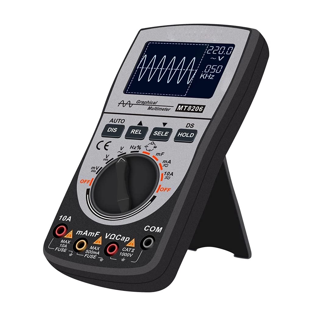 WALNUTA MT8206 2-in-1 Intelligent Digital Oscilloscope Multimeter - AC/DC Voltage, Current, Resistance Tester with Analog Bar Graph - Perfect for Electronics Repair, Automotive Diagnostics & Home DIY Projects