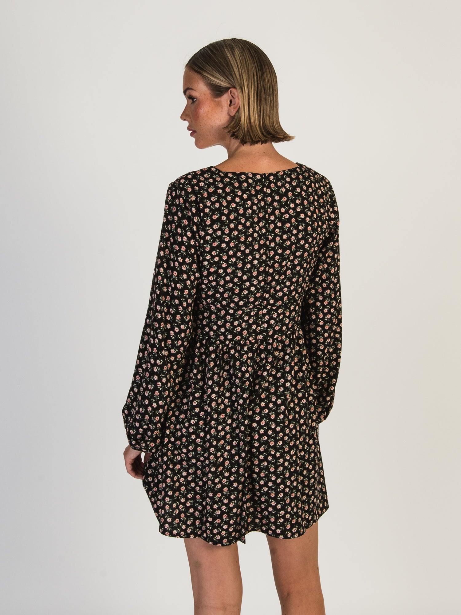 DAISY STREET LTD Women's Mini Button Down Long Sleeve Smock Dress - Casual Flowy A-Line Style for Work, Date Night & Spring Outfits