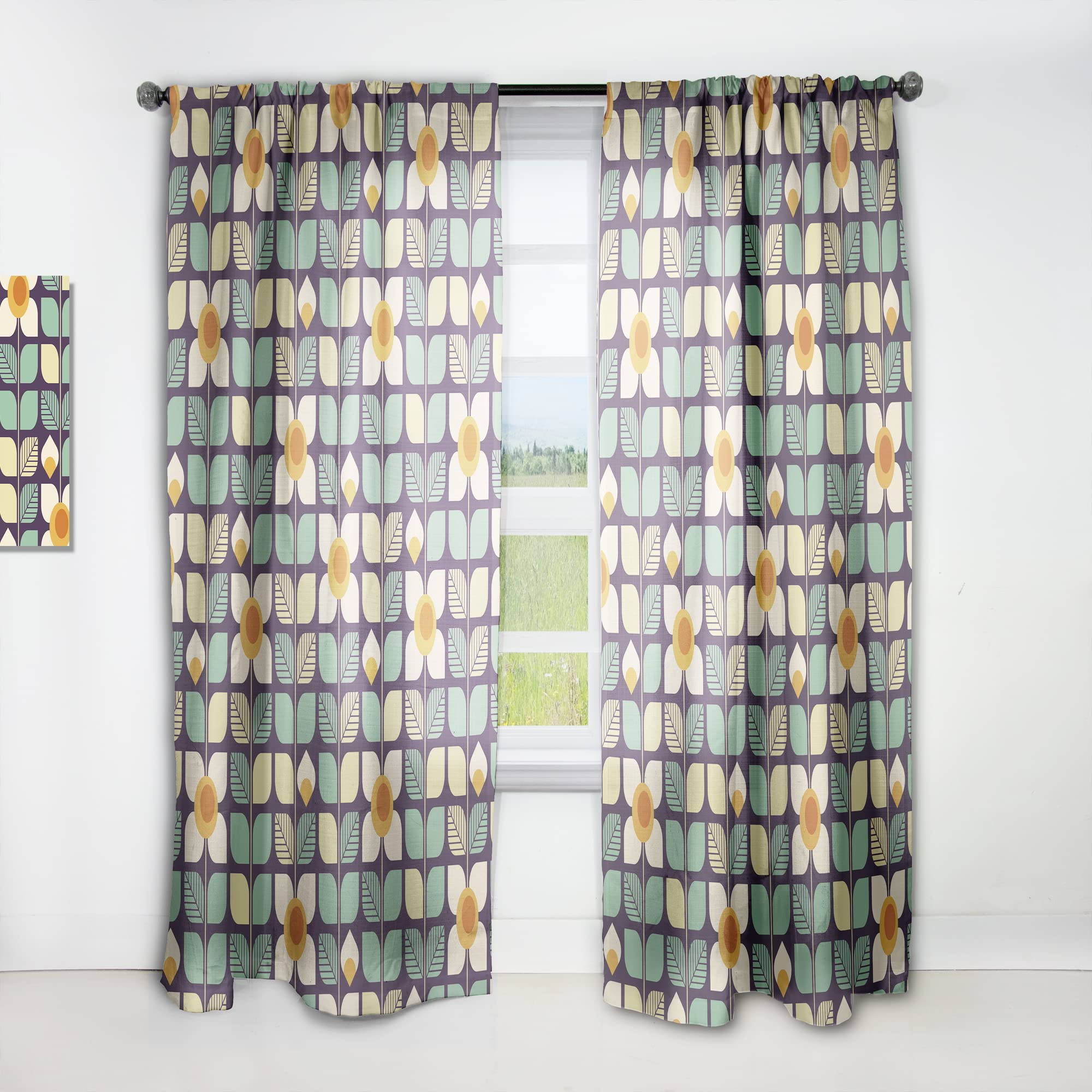 DesignQ Thermal Insulated Curtains - Botanical Retro Floral Print Blackout Drapes for Bedroom & Living Room (52x120 Inches, Single Panel) - Perfect for Home Decor, Privacy & Energy Efficiency