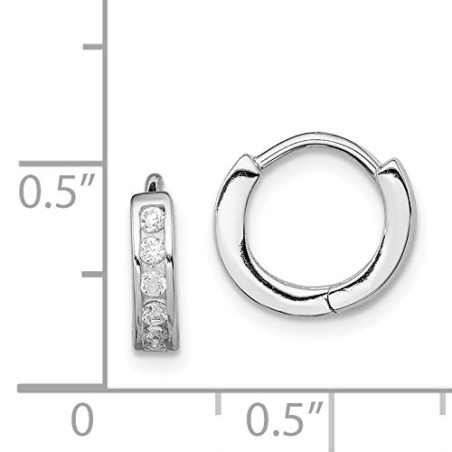 Sterling Silver Rhodium-Plated Cubic Zirconia Hinged Hoop Earrings for Women - Elegant & Hypoallergenic Jewelry Gift for Parties, Weddings & Everyday Wear
