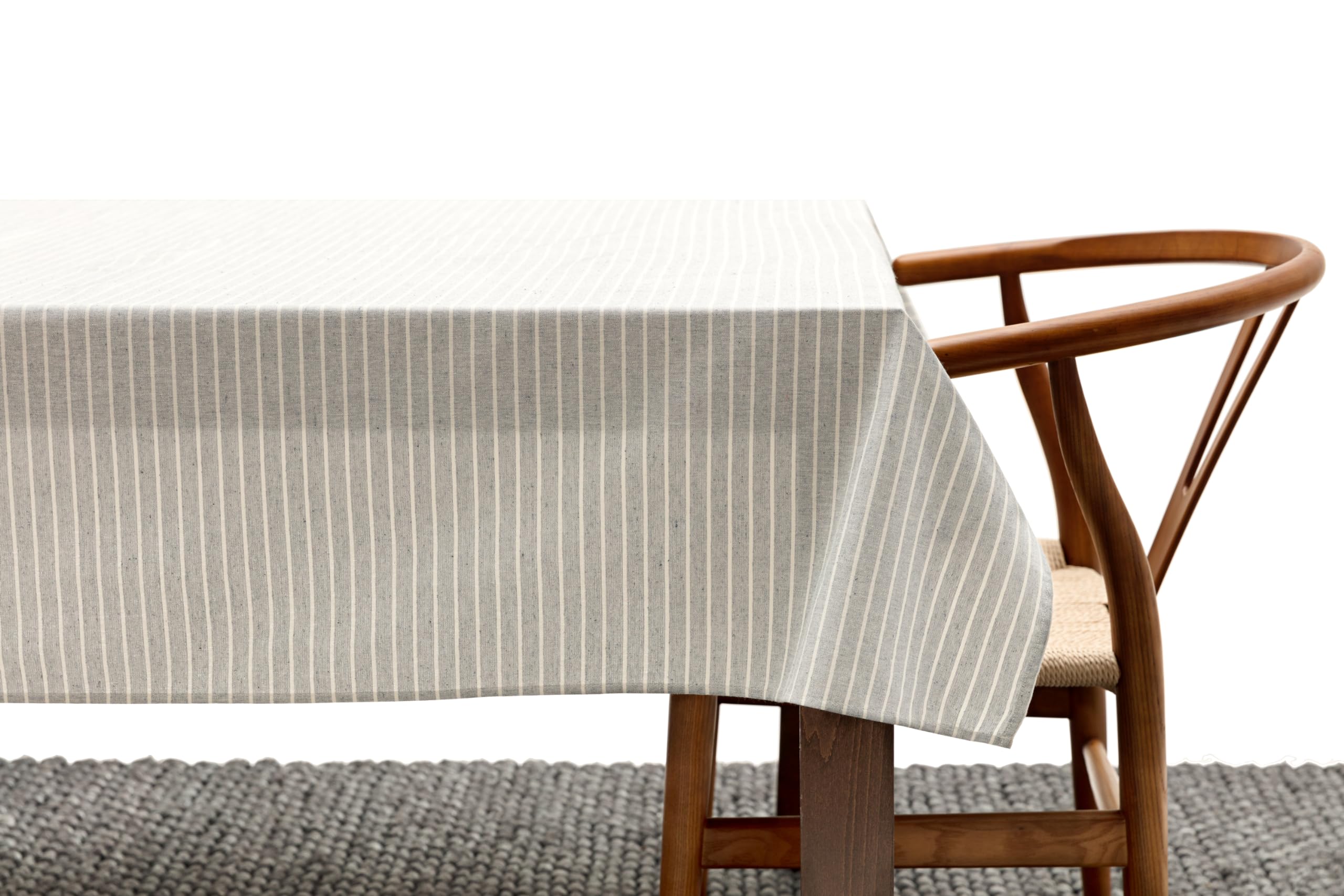 MEEMA Blue Striped Cotton Tablecloth 60x100 Inch - Modern Rustic Farmhouse Rectangle Table Cover for Dining Room, Kitchen, Outdoor Picnic & Party - Washable & Durable Table Linen for Everyday Use