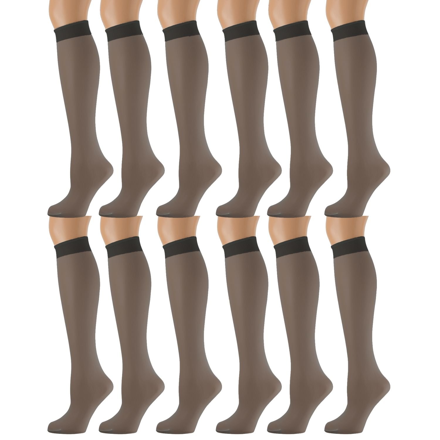 Yacht & Smith 12 Pairs Women's Sheer Trouser Socks - 20 Denier Knee High Dress Socks for Work, Office & Formal Occasions