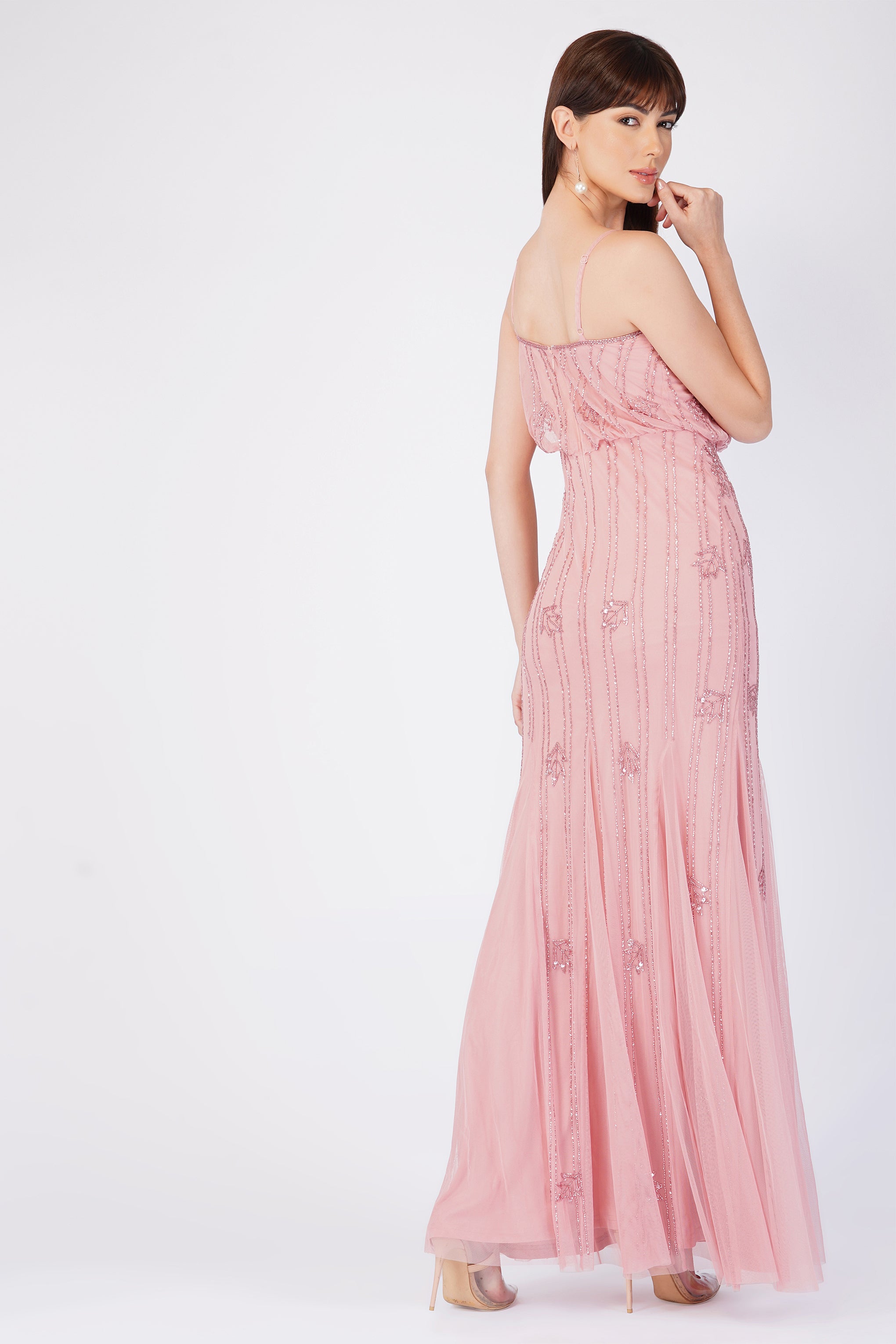 Elegant Keeva Dusty Pink Bridesmaid Dress - A-Line Floor Length Chiffon Gown for Weddings, Formal Events & Special Occasions