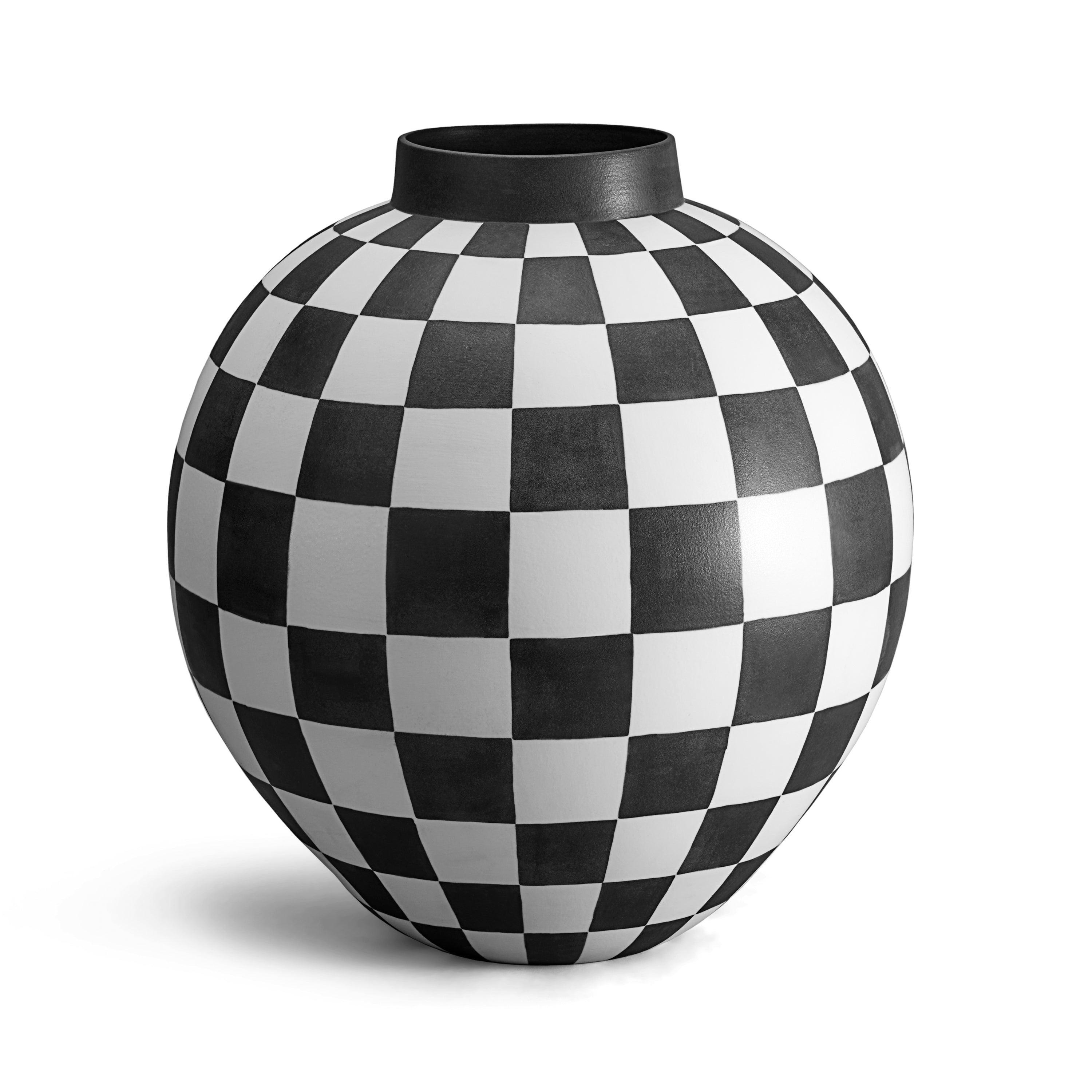 Damier Vase X Large - Elegant Ceramic Flower Vase for Home Decor, Wedding Centerpieces & Office Desk Decorations