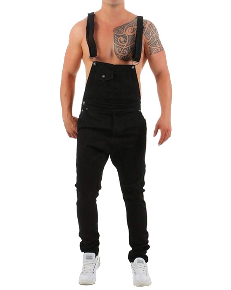 Men's Stonewash Black Denim Bib Overalls - Dungarees & Jumpsuit in 3XL - Perfect for Workwear, Farming, and Casual Outfits