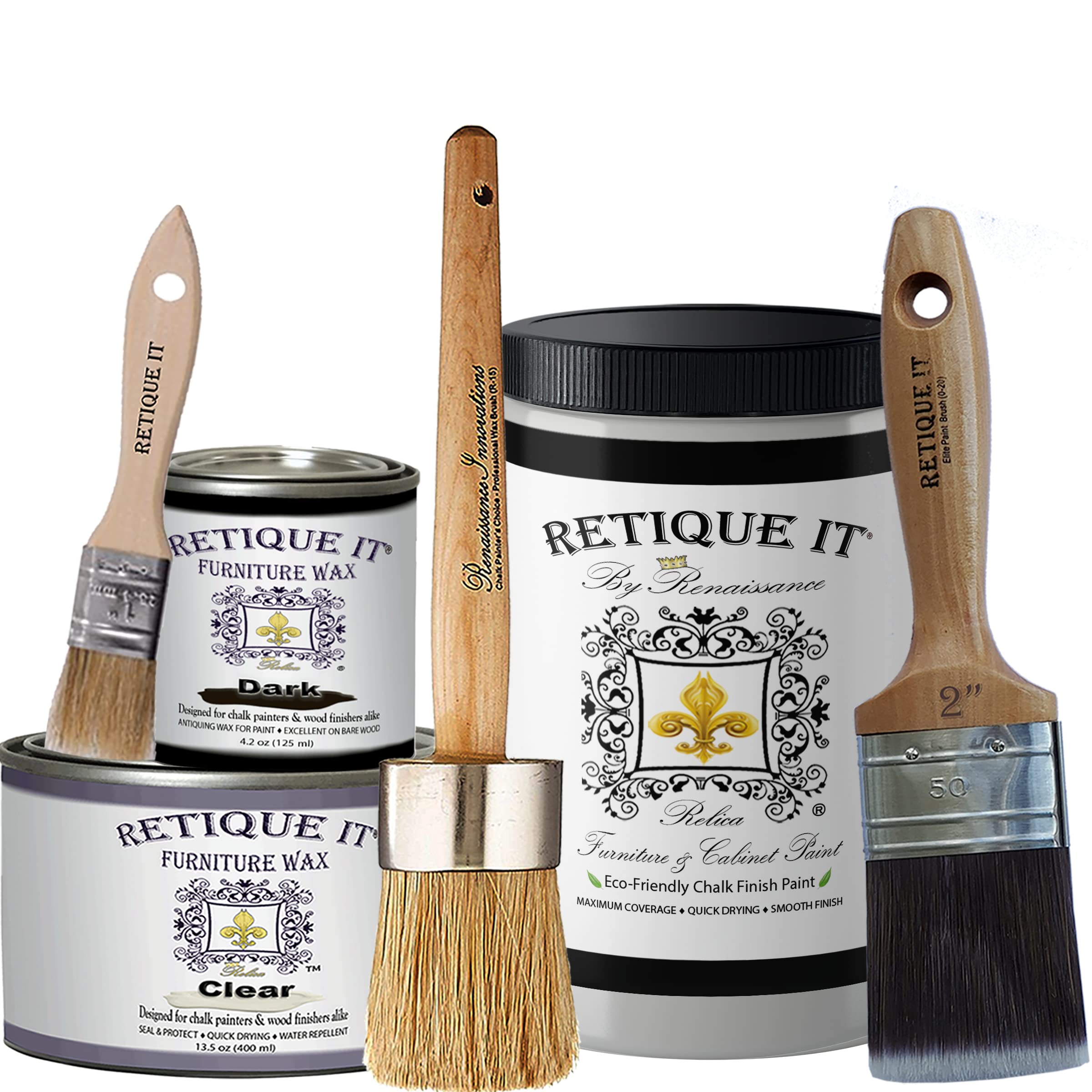 Retique It Chalk Furniture Paint by Renaissance Deluxe Starter Kit - 8oz (03 Argentine) | DIY Furniture Makeover, Vintage Home Decor, Shabby Chic Projects | Perfect for Tables, Chairs, Cabinets & More