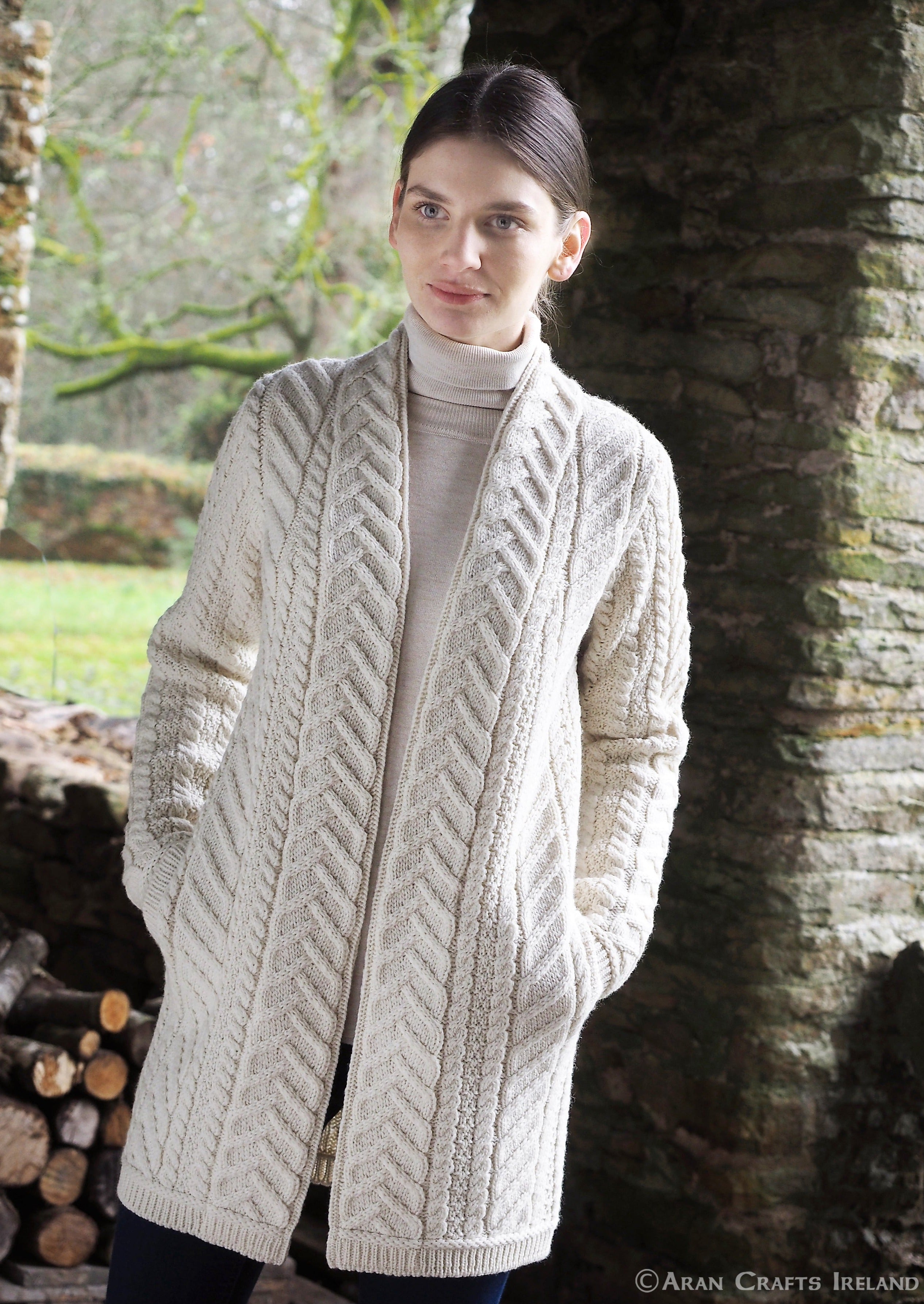 Aran Crafts Bandon Coat | 100% Natural Wool Winter Coat for Men & Women | Warm & Stylish Outerwear for Cold Weather, Hiking & Outdoor Activities