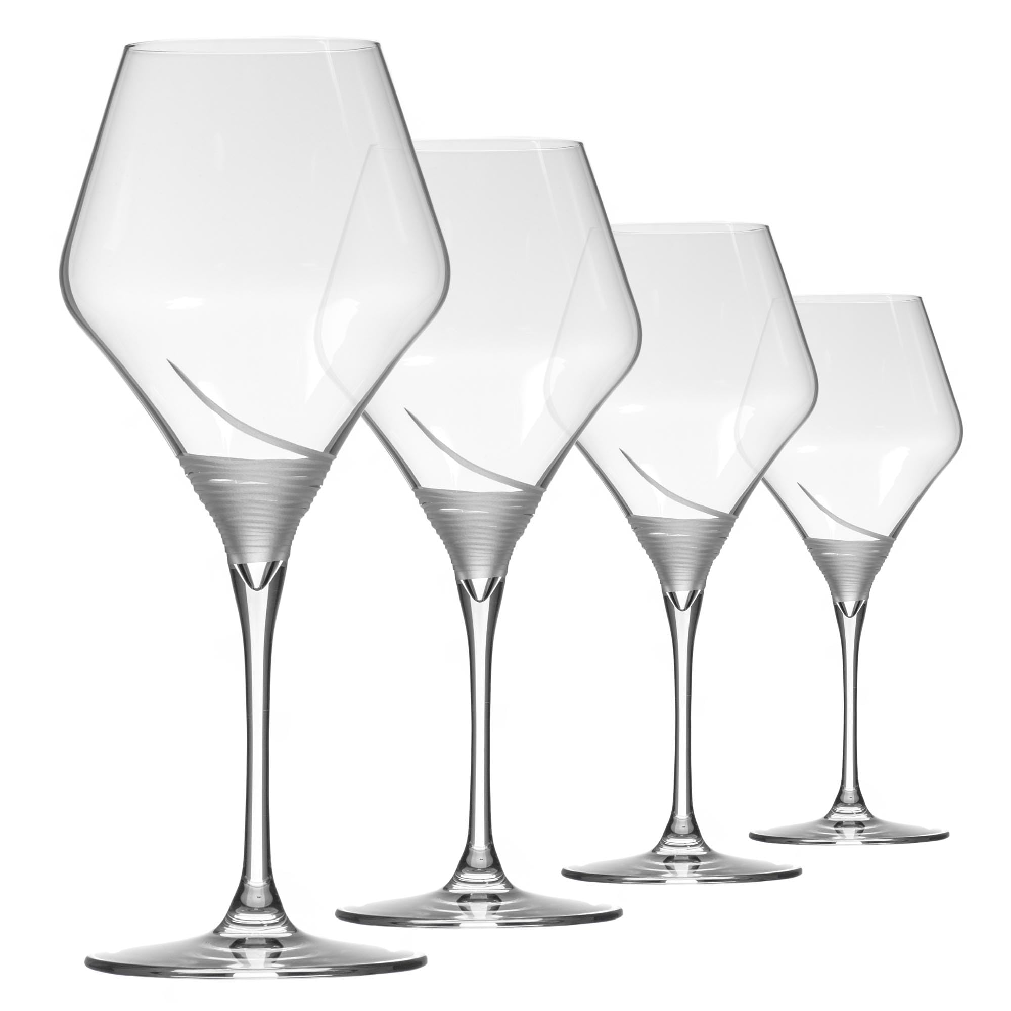 Rolf Glass Mid-Century Modern 17oz Winetini Set of 4 - Large Lead-Free Wine Glasses - USA Designed & Engraved - Perfect for Dinner Parties & Wine Tasting Events
