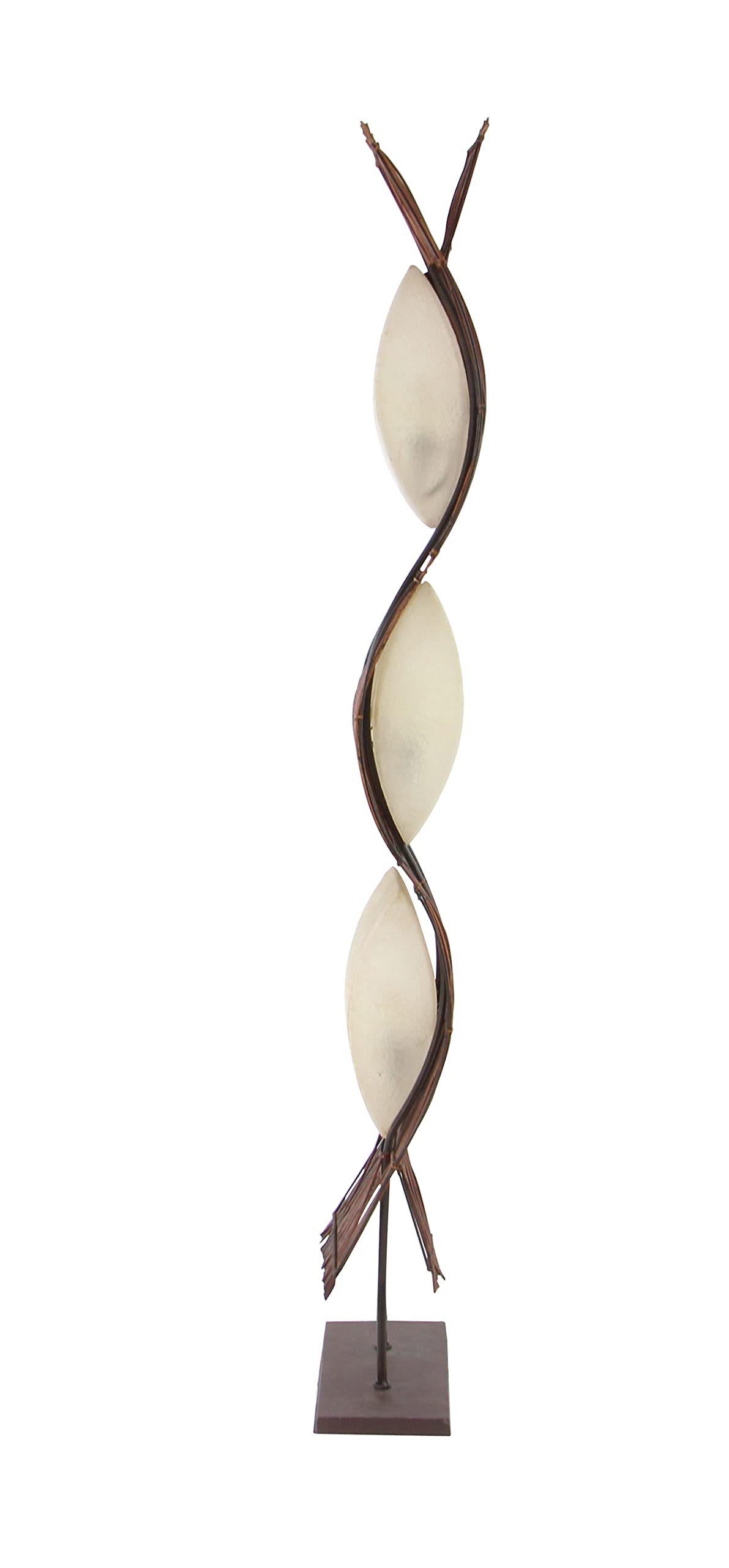 Deco 79 Modern Bamboo Wood Floor Lamp with Wavy Design & Cream Lampshade - 67