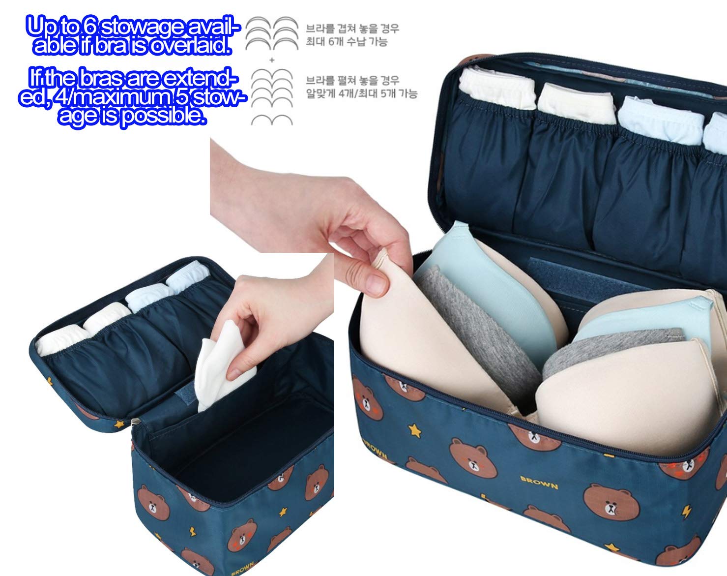 Brown Underwear Pouch - Fashionable Travel Organizer for Bras & Underwear | Portable Cosmetic & Makeup Storage Bag | Perfect for Luggage, Gym & Vacation Packing