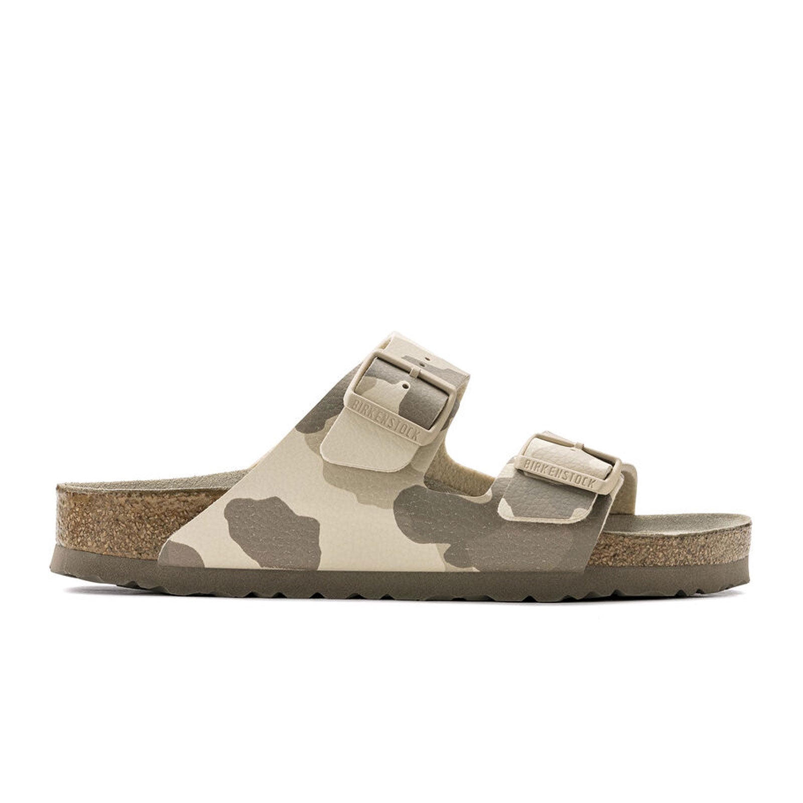 Birkenstock Arizona Soft Footbed Slide Sandals for Women - Desert Soil Camo Gray Taupe Birko-Flor | Comfortable Casual Summer Sandals for Beach, Travel & Everyday Wear