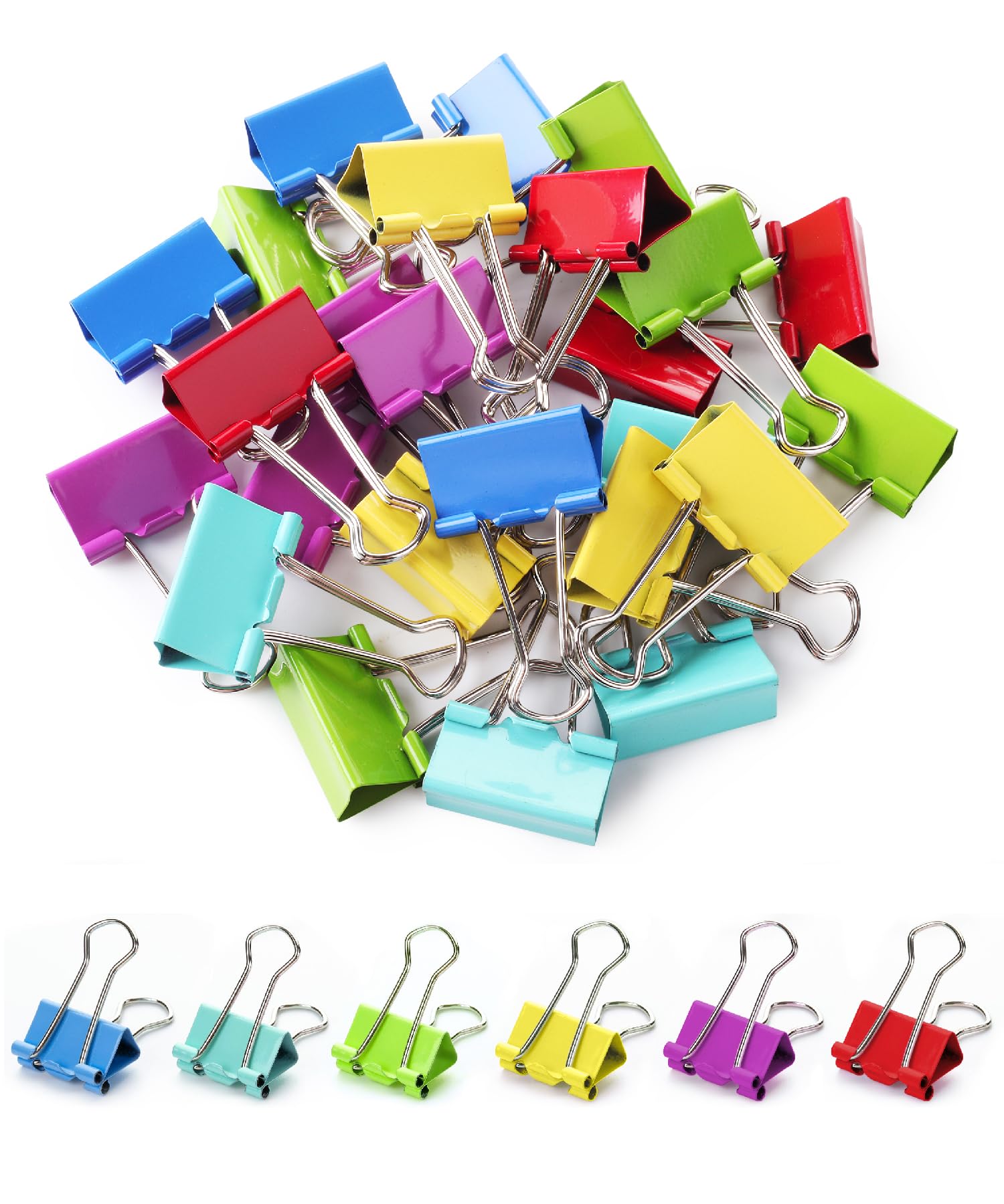 Mr. Pen- 1.25 Inch Colored Binder Clips, 25 Pack Medium Size - Colorful Paper Clips for Office, School, Home Organization, Filing Documents & Craft Projects