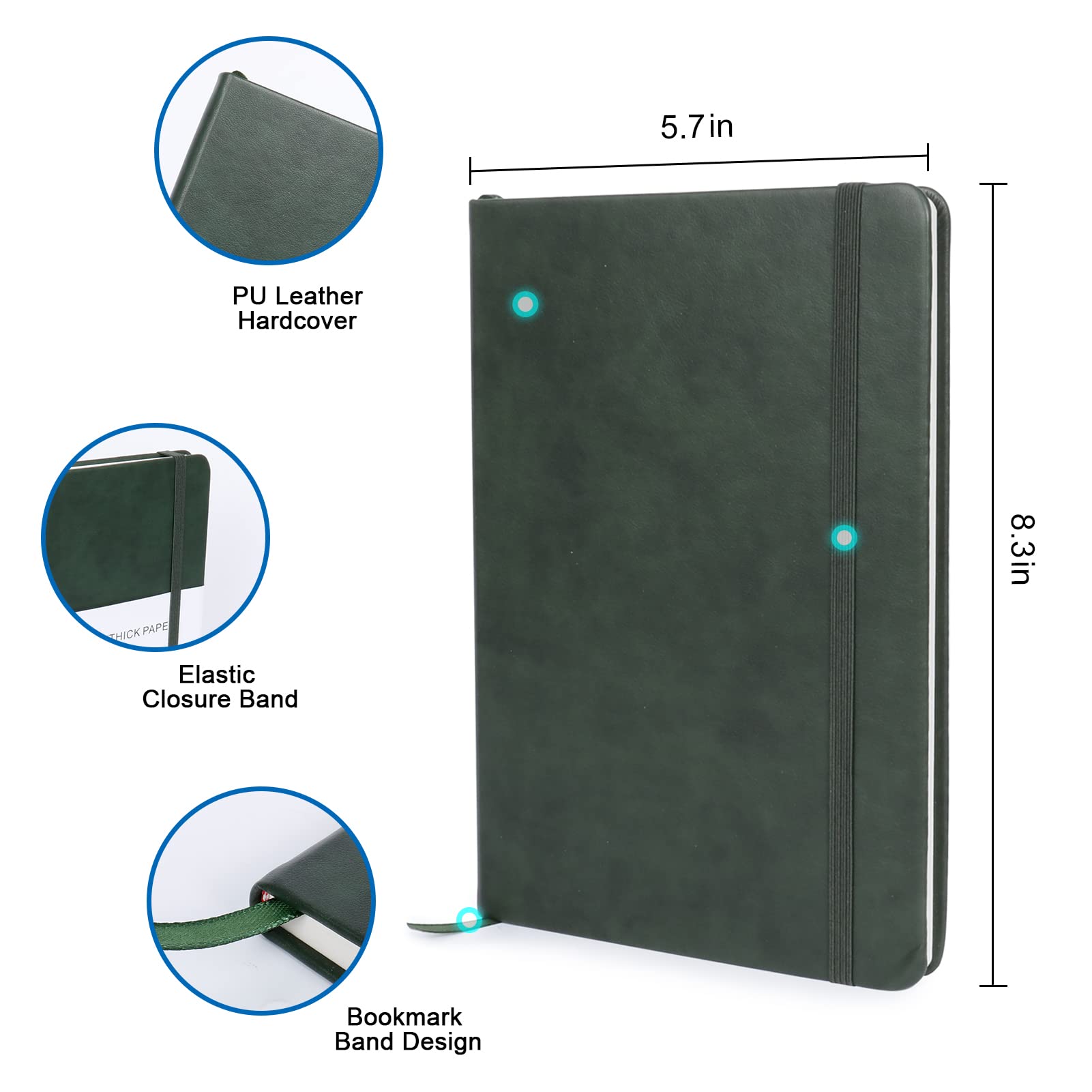 Premium Leather Lined Journal Notebook for Women & Men - 8.3
