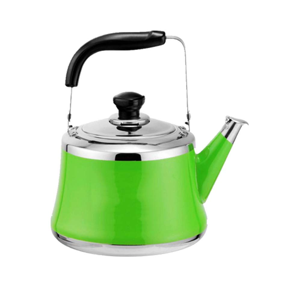 Premium Stainless Steel Whistling Tea Kettle - 2L, Food Grade, Fast Boiling, Induction & Stovetop Compatible - Perfect for Home, Office, Camping & Gift Giving - Classic Green Color with Ergonomic Folding Handle