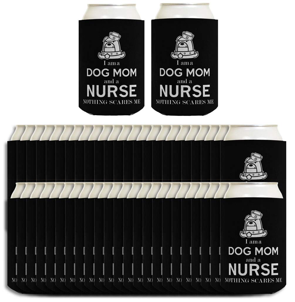 48-Pack Funny Nurse Thank You Gifts - Insulated Drink Can Coolers for Dog Moms & Nurses (Black) | Perfect for Hospitals, Clinics, Veterinary Offices & Appreciation Events