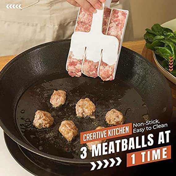 2023 Premium Non-Stick Meatball Maker Set (3-Piece) - Triple Meatball Scoop with Cutting Spade | Easy DIY Meatball Tool for Kitchen | Perfect for Pasta, Meatballs, Party Appetizers & Meal Prep