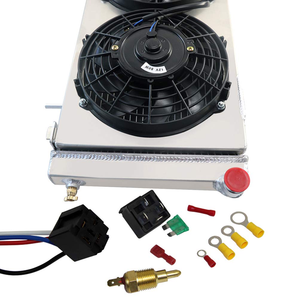 AlloyWorks Performance Full Aluminum Radiator with Shroud Fans & Relay Kit for 1991-2001 Jeep Cherokee XJ 4.0L / Comanche L4 L6 - Heavy Duty Cooling Upgrade for Off-Road, Towing & Extreme Conditions