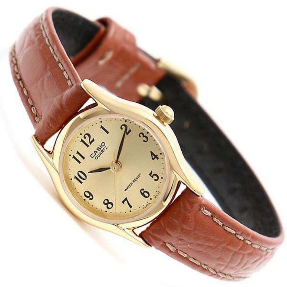 CASIO Analog LTP 1094Q-9BRDF Women's Watch - Brown Leather Strap, Minimalist Design, Water Resistant - Perfect for Office, Casual Wear & Everyday Use