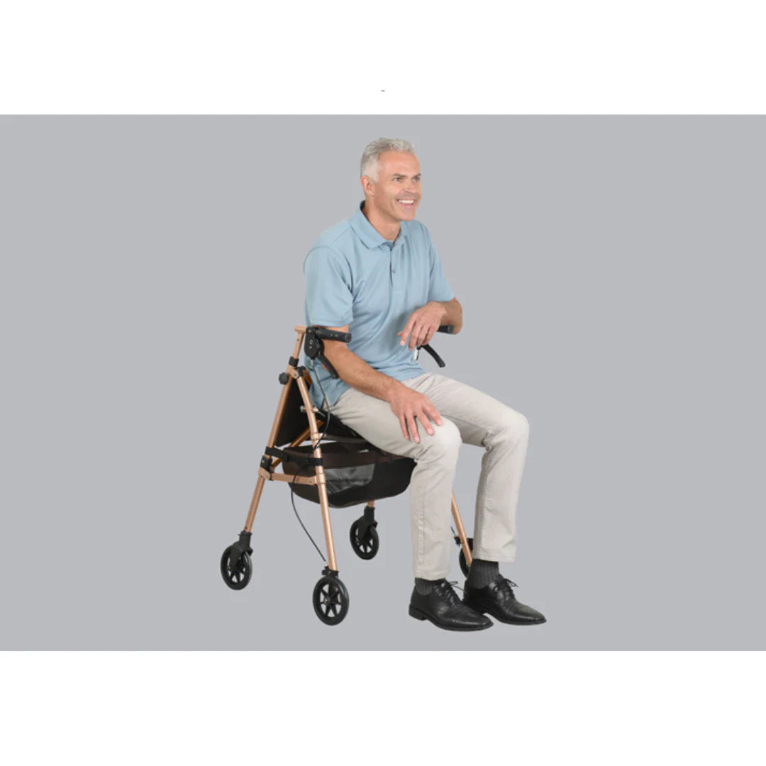Signature Life Elite Travel Rollator - Lightweight Folding Walker with Seat & Basket for Seniors - Ideal for Shopping, Travel & Outdoor Activities