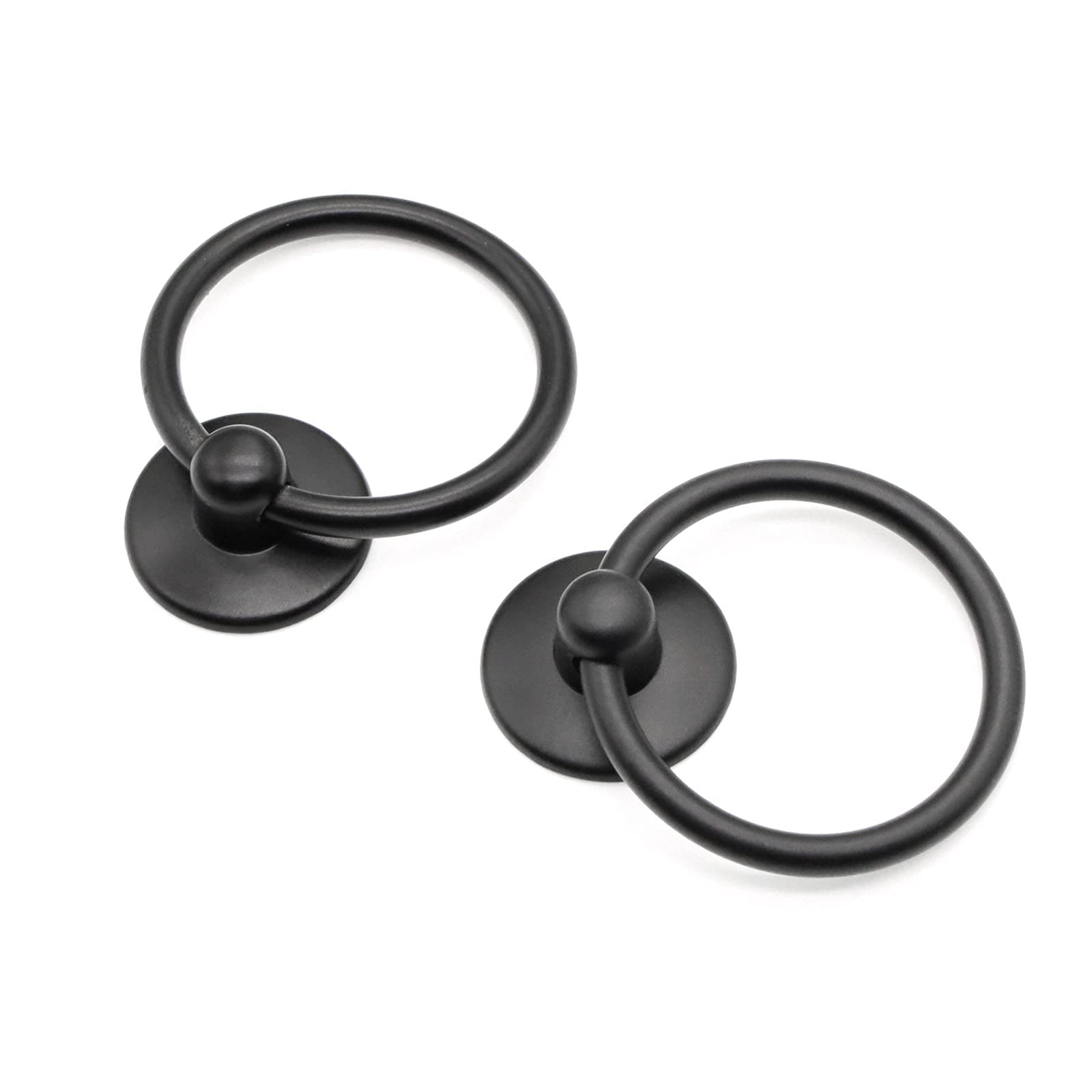 12 Pack Black Metal Ring Drawer Pull Handles - Cabinet, Dresser, Cupboard & Door Knobs - Perfect for Kitchen, Bathroom & Bedroom Furniture Upgrade