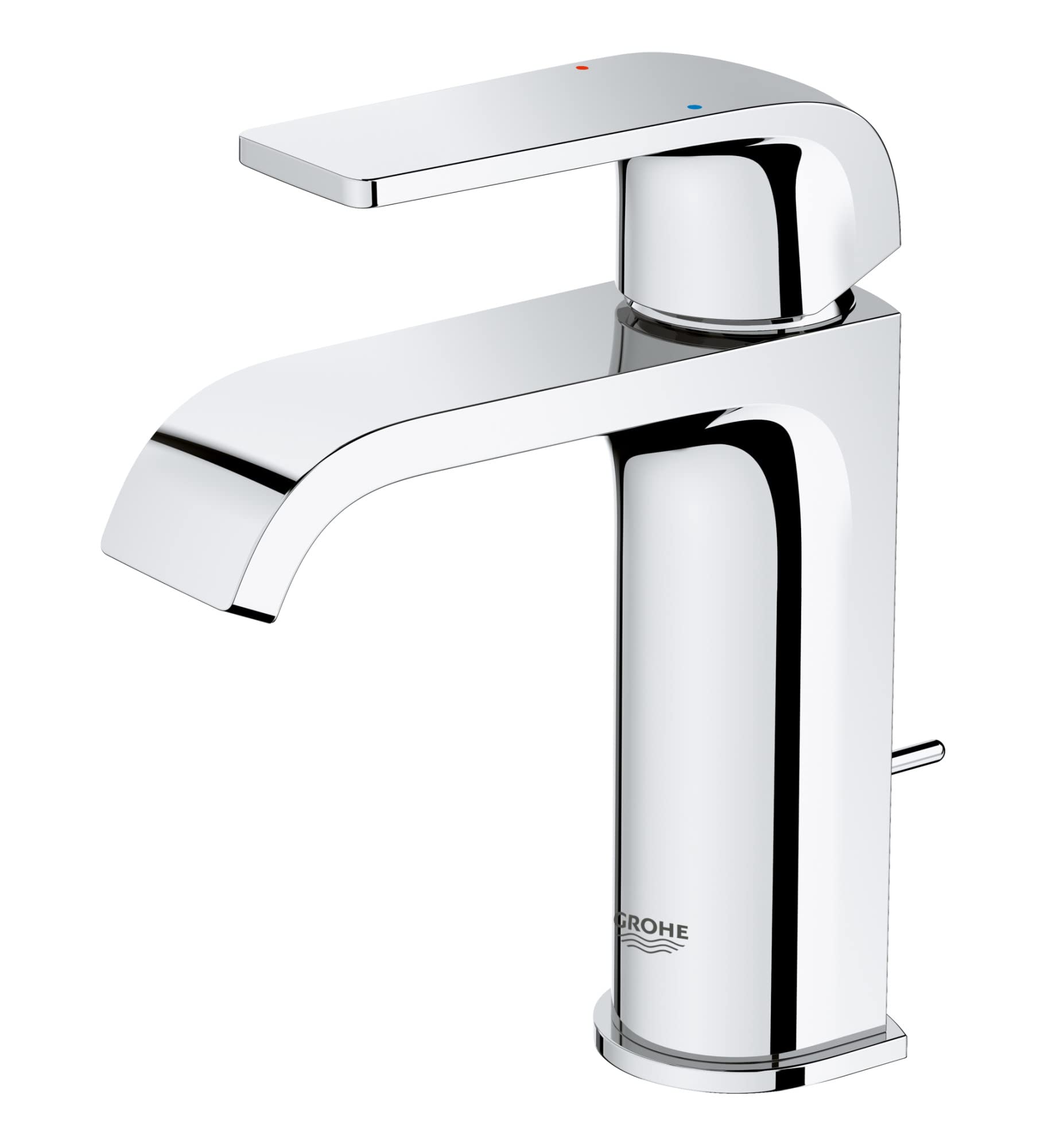 Grohe 23868EN0 Brushed Nickel Bathroom Sink Faucet - Modern Single Handle Waterfall Spout for Bathroom Vanity, Powder Room & Guest Bath (Easy Installation, Durable Finish)