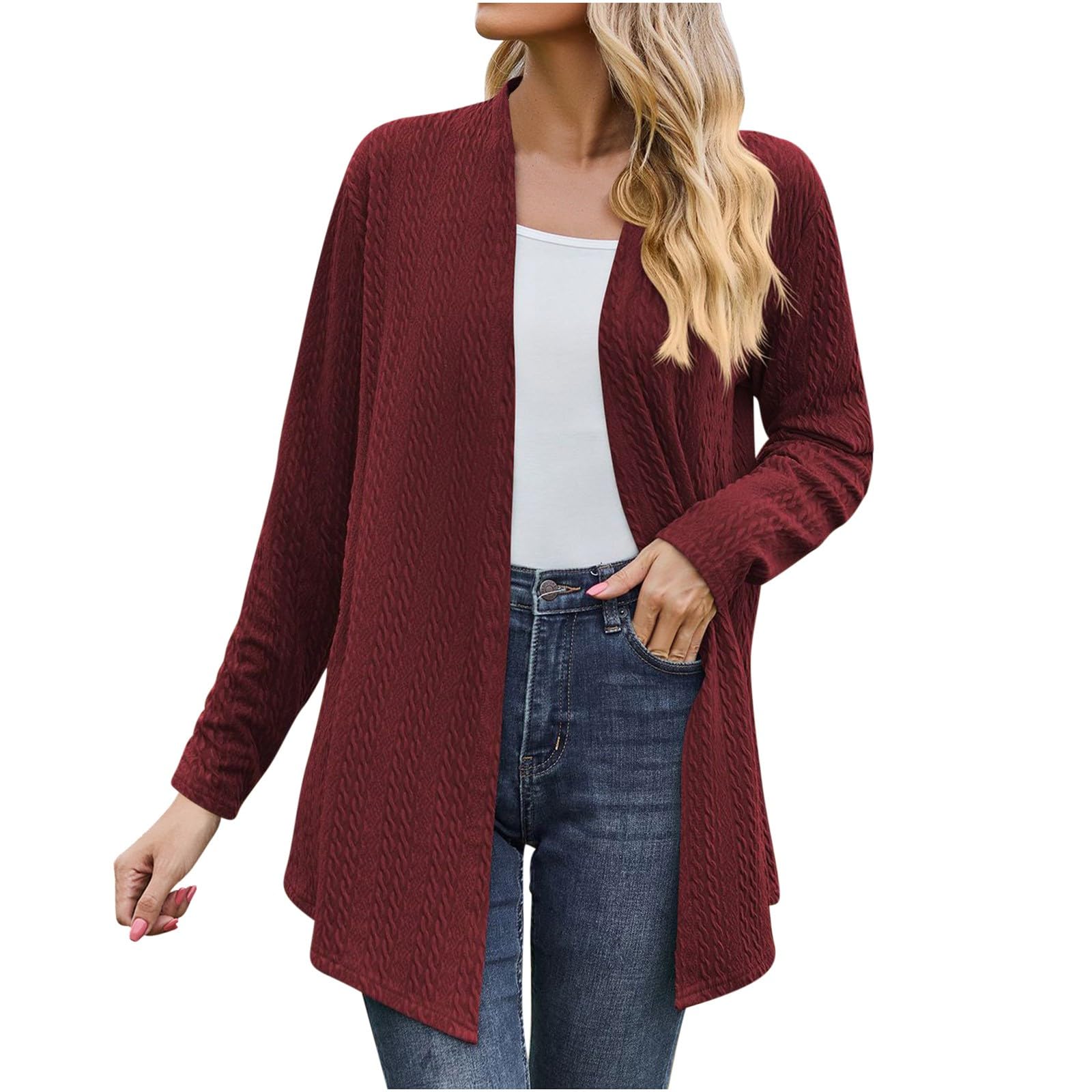 Women's Lightweight Long Sleeve Open Front Cardigan Sweater - Soft Draped Knit Fall Coat for Layering & Casual Outfits - Perfect for Office, Travel and Cozy Home Wear