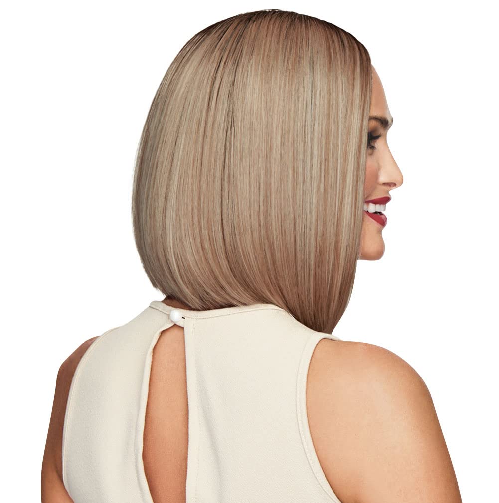 Current Events Long Textured Bob Wig by Hair U Wear - Average Size Cap in SS10/22 Iced Cappuccino | Perfect for Cosplay, Costume Parties & Everyday Fashion