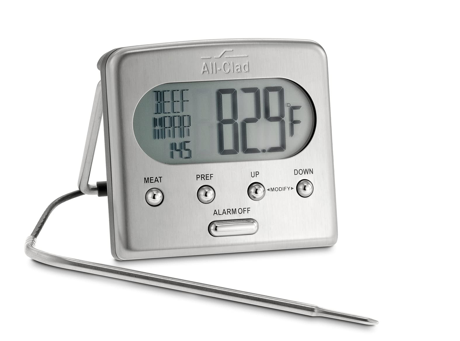 All-Clad Stainless Steel Digital Oven Probe Thermometer with LCD Display - Accurate Cooking & Baking Meat Thermometer for Grilling, Roasting, BBQ - Essential Kitchen Tool for Chefs & Home Cooks