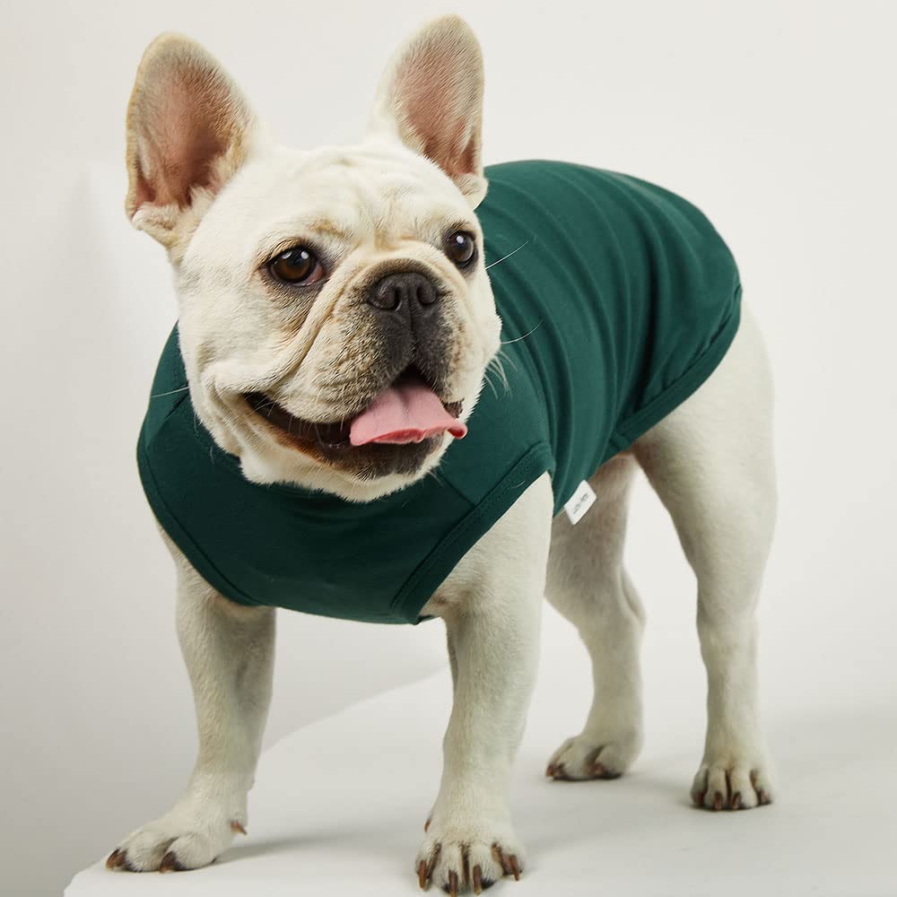 Breathable Cotton Dog Tank Top - Sleeveless Pet Shirt for Summer, Soft & Comfortable Plain Green T-Shirt (Large) | Perfect for Outdoor Walks, Beach Trips & Pet Photos