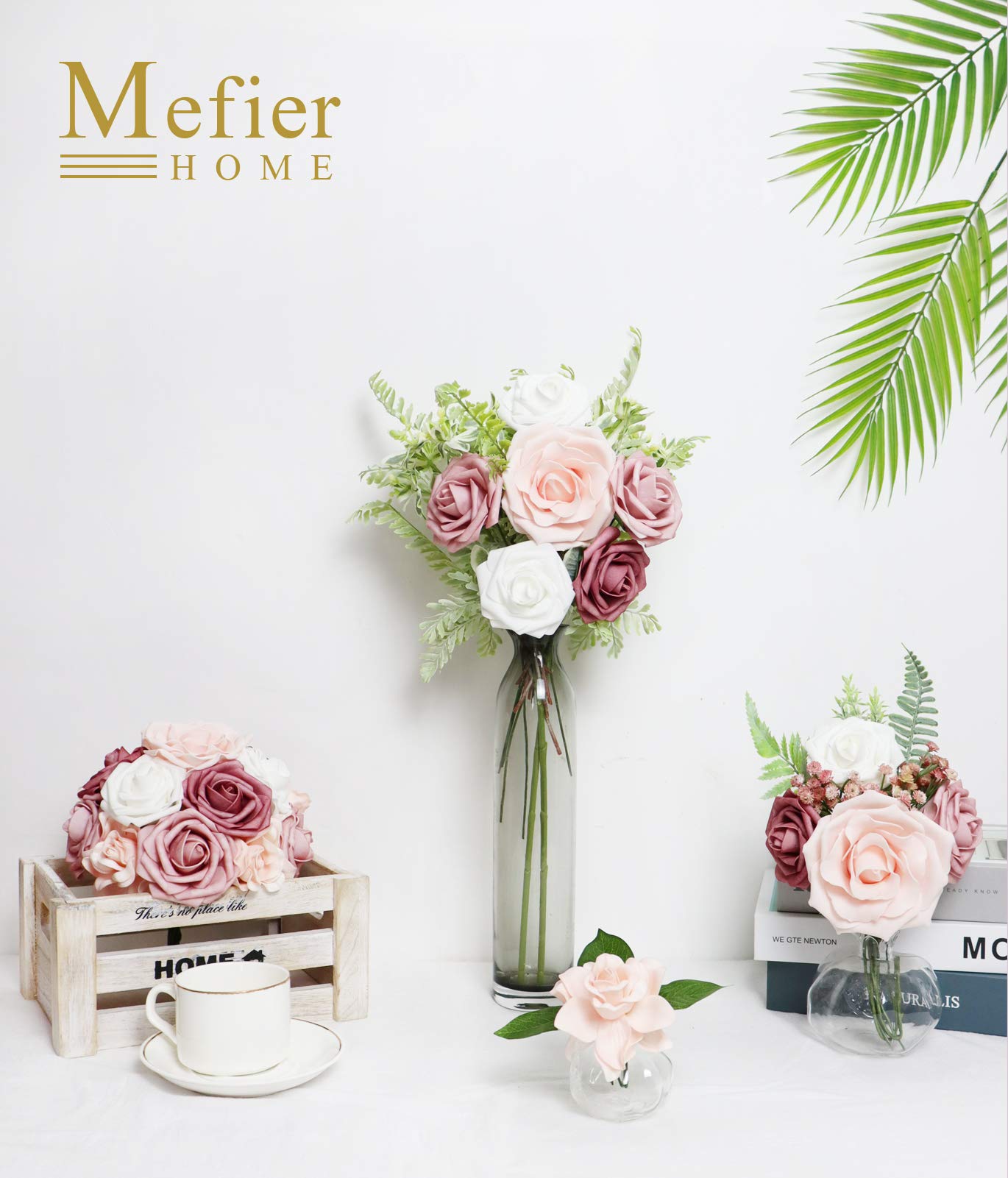 Artificial Flowers Combo - Delicate Dreamy Blush Mixed Floral Stems for DIY Wedding Bouquets, Centerpieces, Baby Showers & Home Decor | Perfect for Wedding Decor, Table Arrangements, and Party Decorations