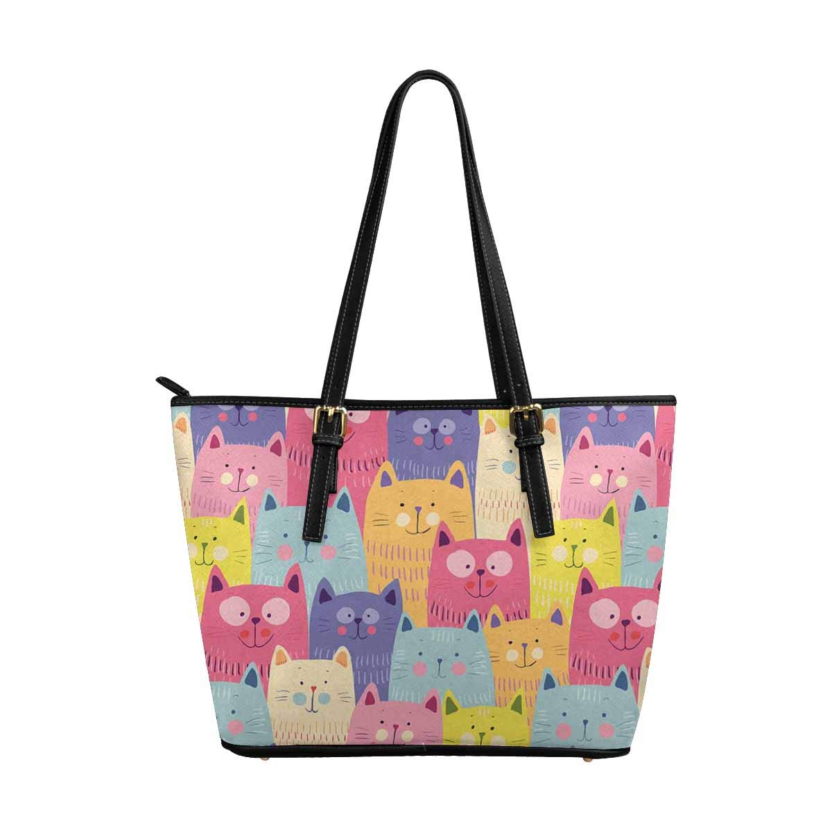InterestPrint Cute Cats Leather Tote Shoulder Bags for Women - Stylish Handbag for Work, Travel & Shopping