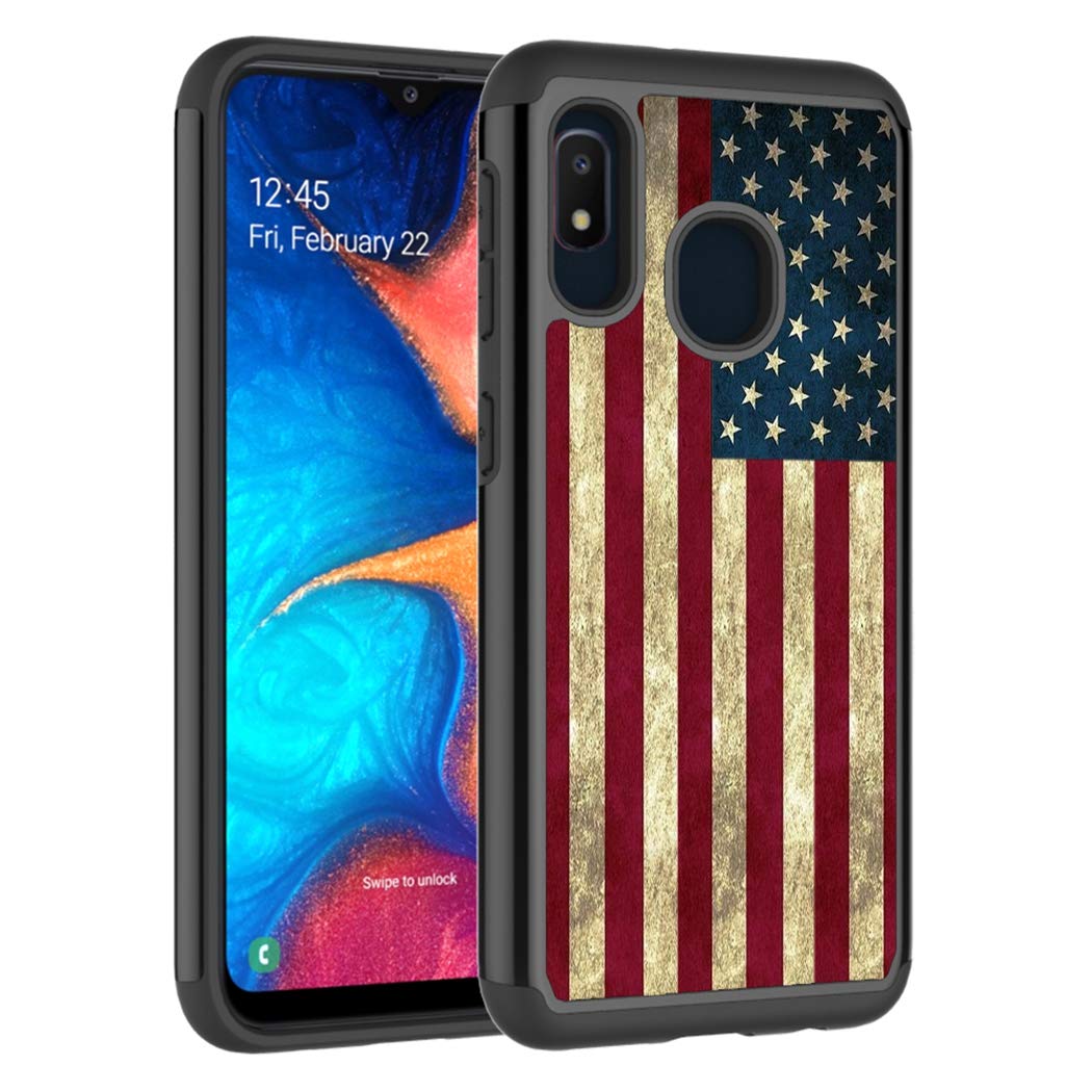 **Samsung Galaxy A10E Phone Case for Women - Heavy Duty Shockproof Rugged Protective Cover with Dual Layer Design (USA Flag) - Perfect for Outdoor, Work & Daily Use**